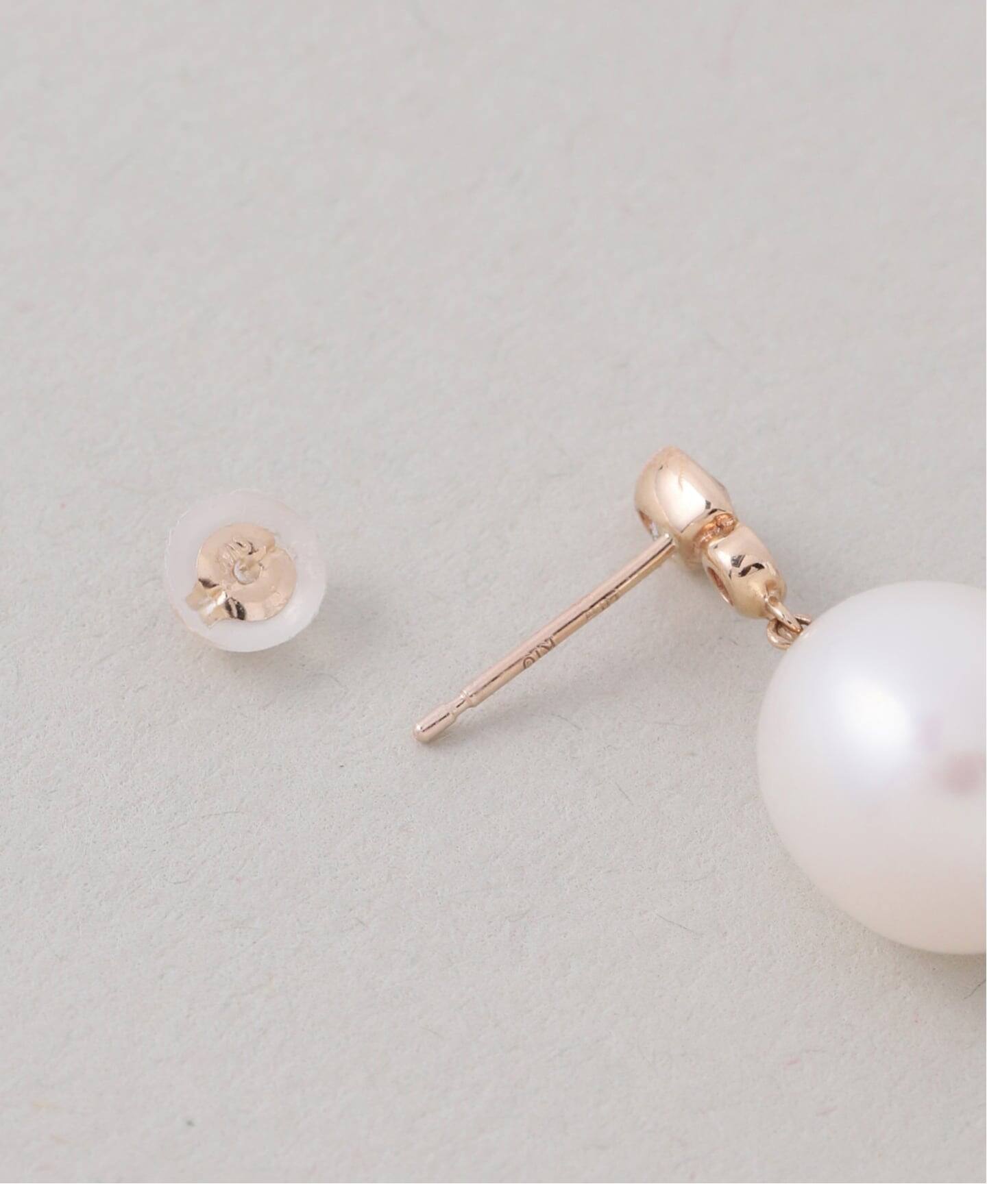 バロックパール*ホワイトトパーズピアス K10（両耳）（ピアス（両耳用