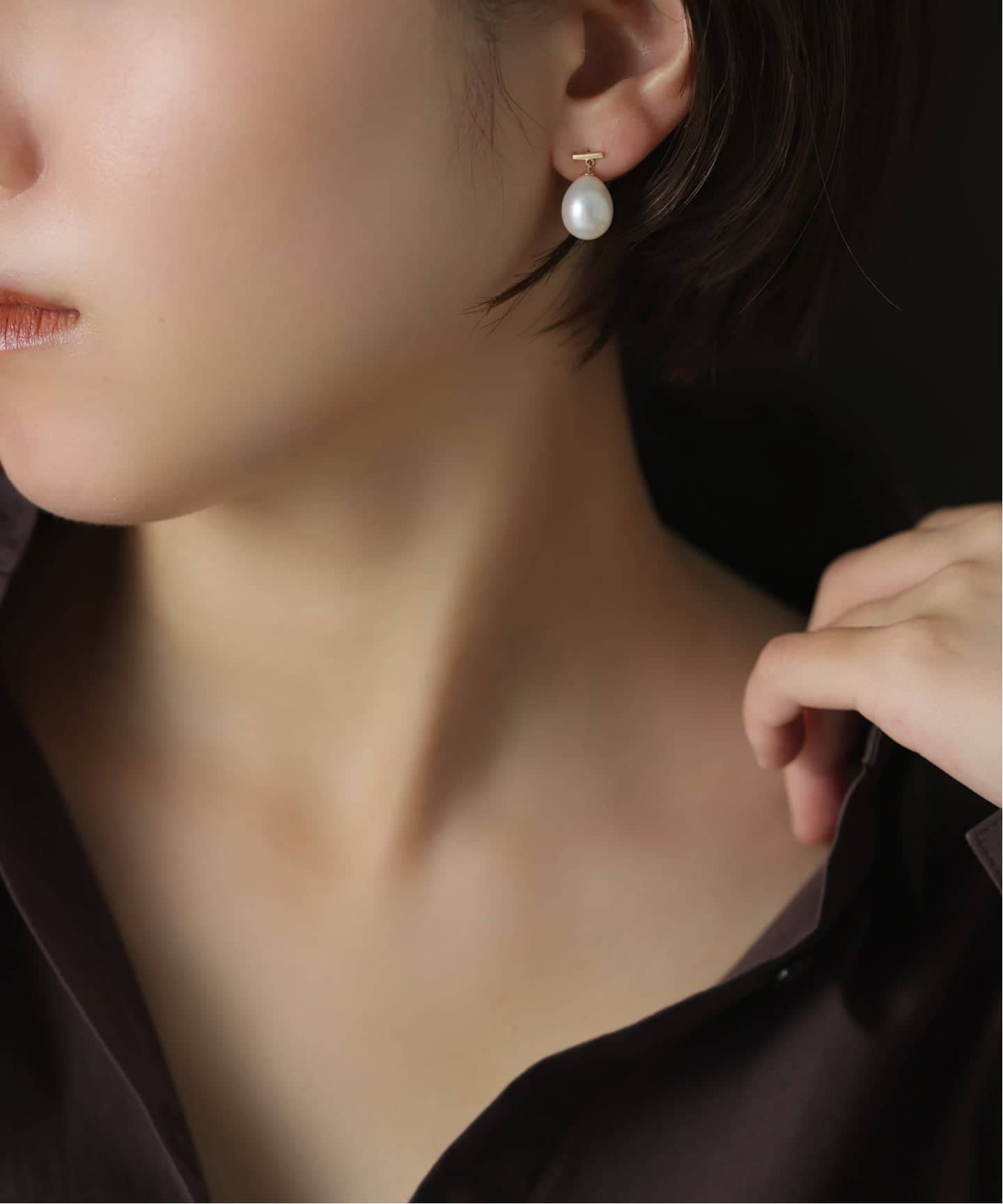 予約》バロックパールバーピアス K10（両耳）（ピアス（両耳用