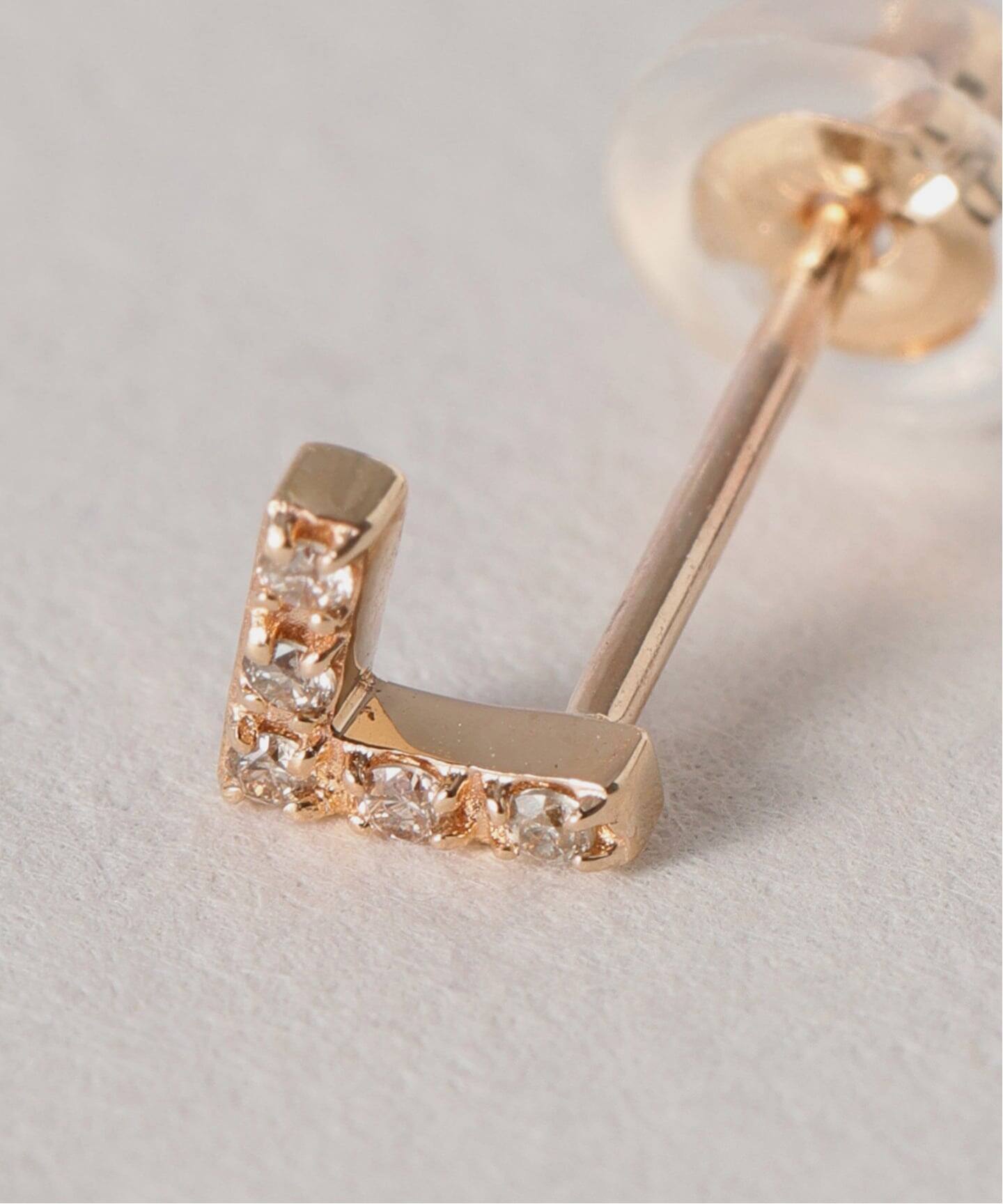 Lilas リラ ダイヤ25mmバーピアス K10 サークルダイヤピアス K10（両耳）（ピアス（両耳用））｜Lilas