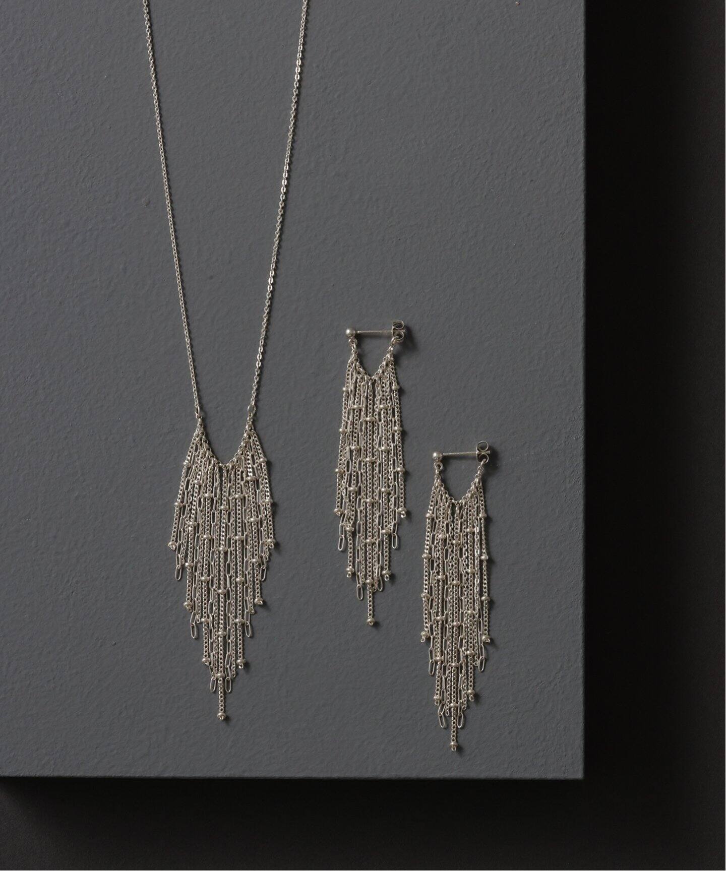 SAMH by LILAS】 チェーンフリンジ7cmピアス SV(両耳)（ピアス（両耳用