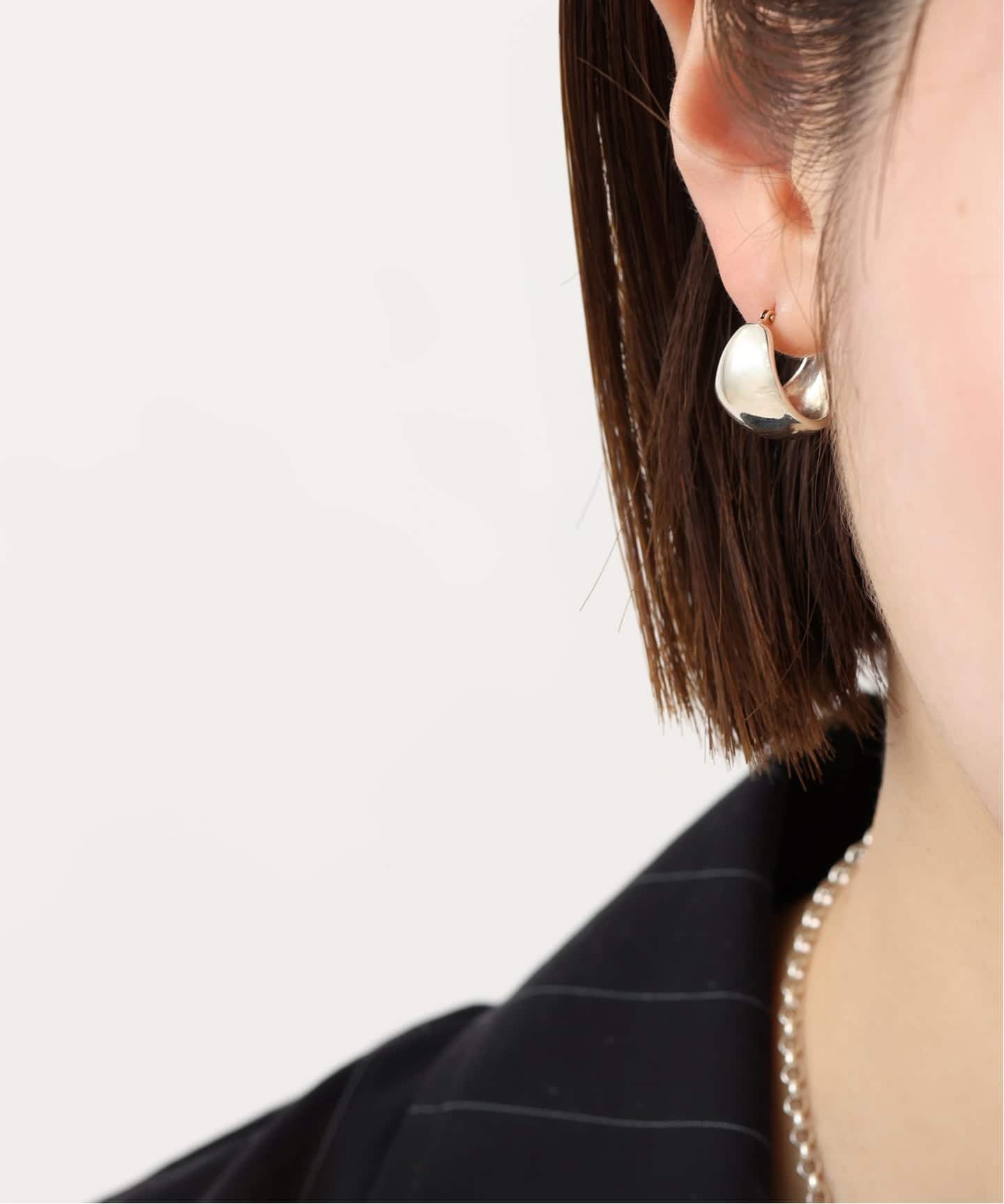 SAMH by LILAS】ワイド月甲丸ピアス SV（両耳）（ピアス（両耳用