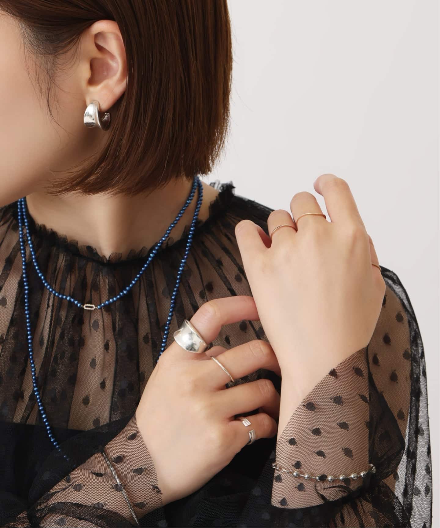 SAMH by LILAS】ワイド平甲丸ピアス SV（両耳）（ピアス（両耳用