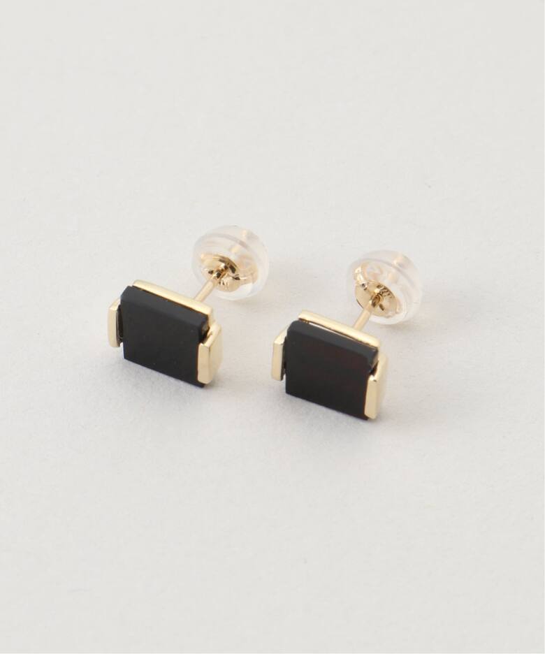 10K square onyx pierce(両耳)（ピアス（両耳用））｜DECOUVERTE 