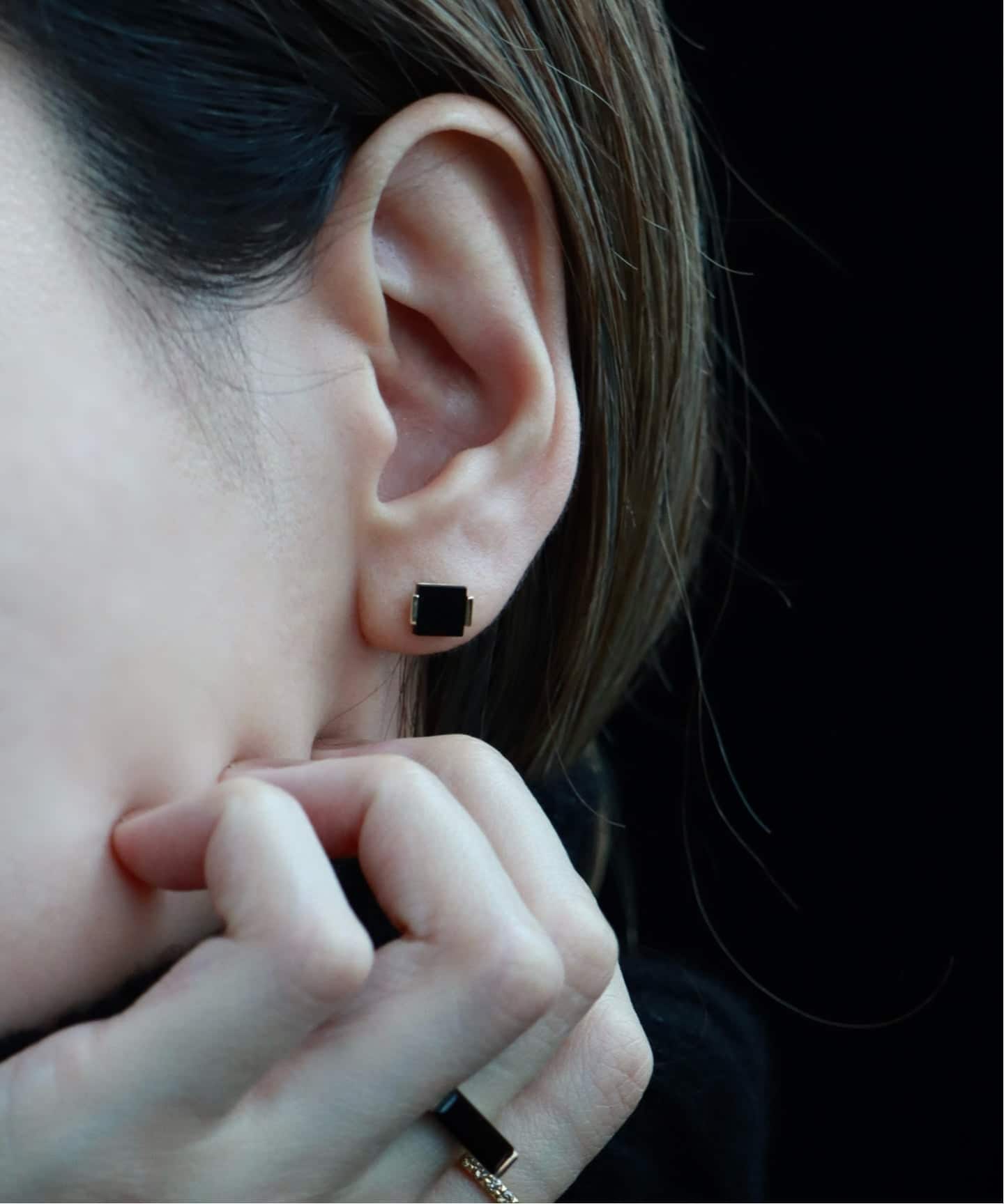 10K square onyx pierce(両耳)（ピアス（両耳用））｜DECOUVERTE