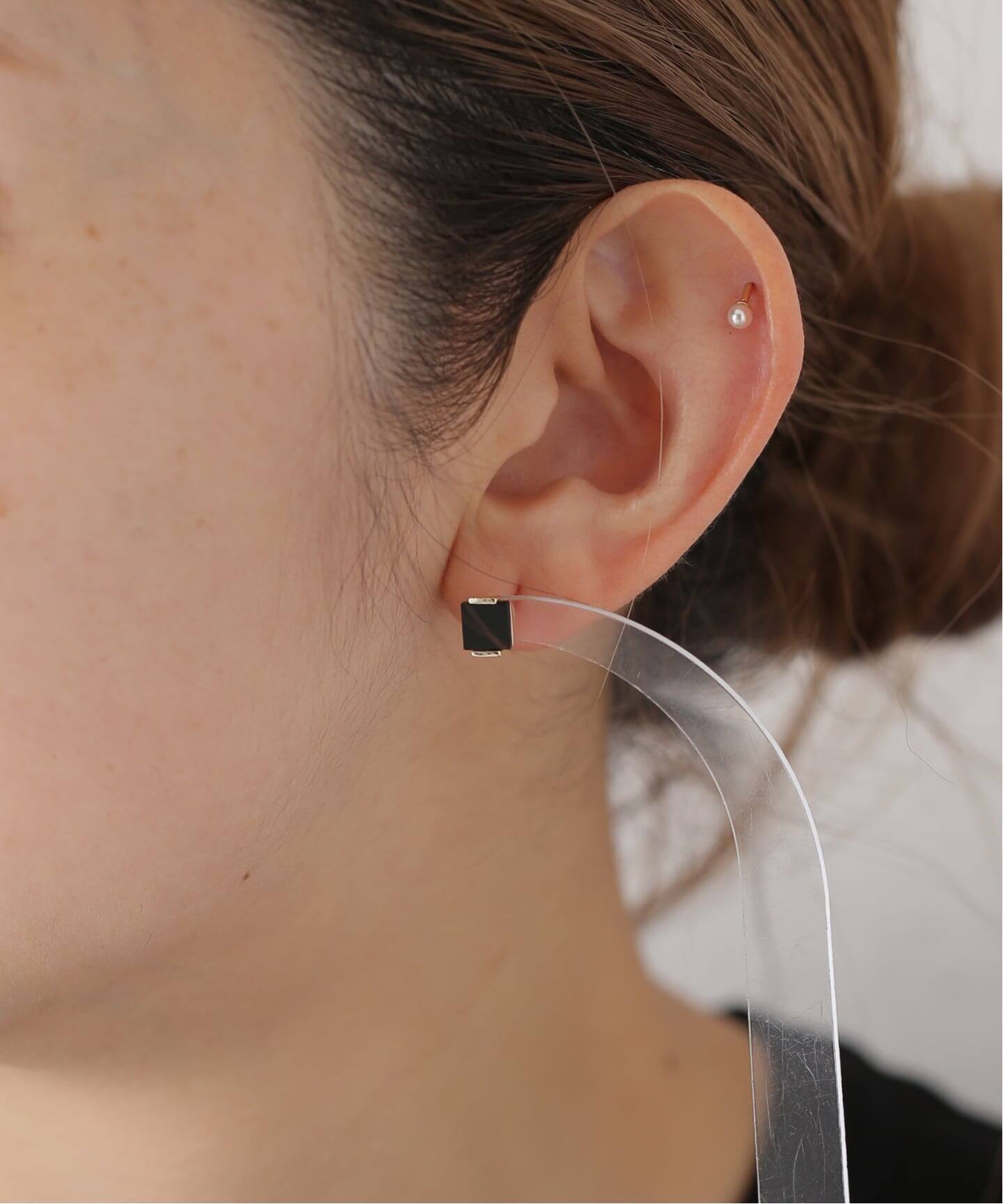 10K square onyx pierce(両耳)（ピアス（両耳用））｜DECOUVERTE