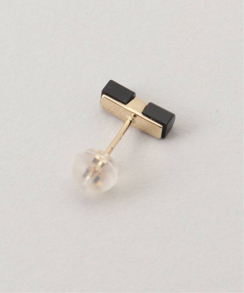 10K onyx center hold pierce(両耳)（ピアス（両耳用））｜DECOUVERTE 