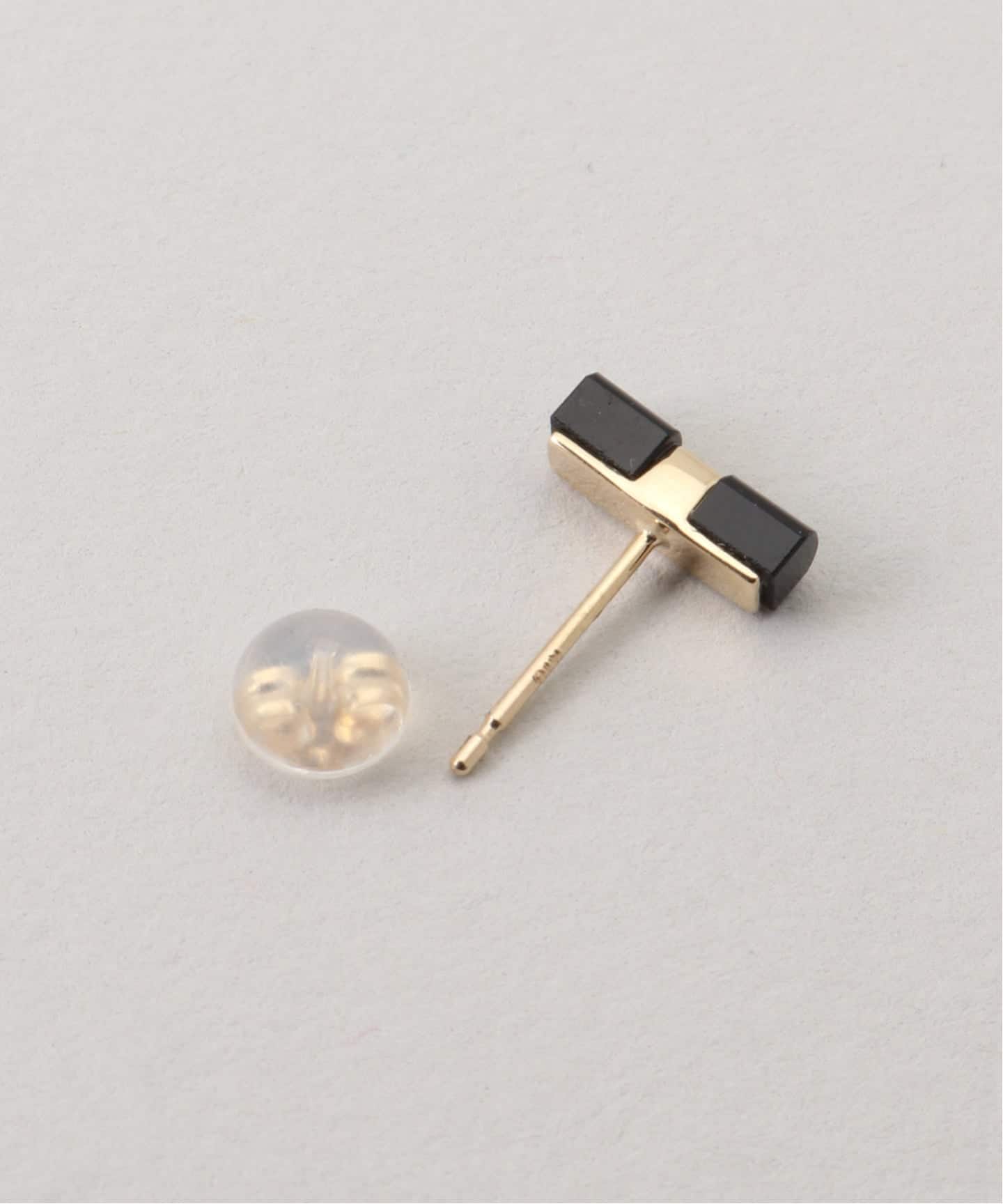 10K onyx center hold pierce(両耳)（ピアス（両耳用））｜DECOUVERTE