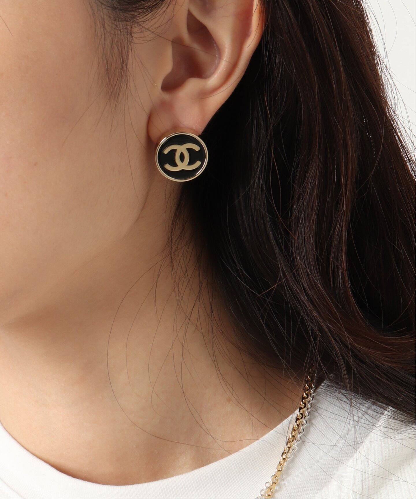 VINTAGE CHANEL/シャネル】CC pierce round(両耳)（ピアス（両耳用 