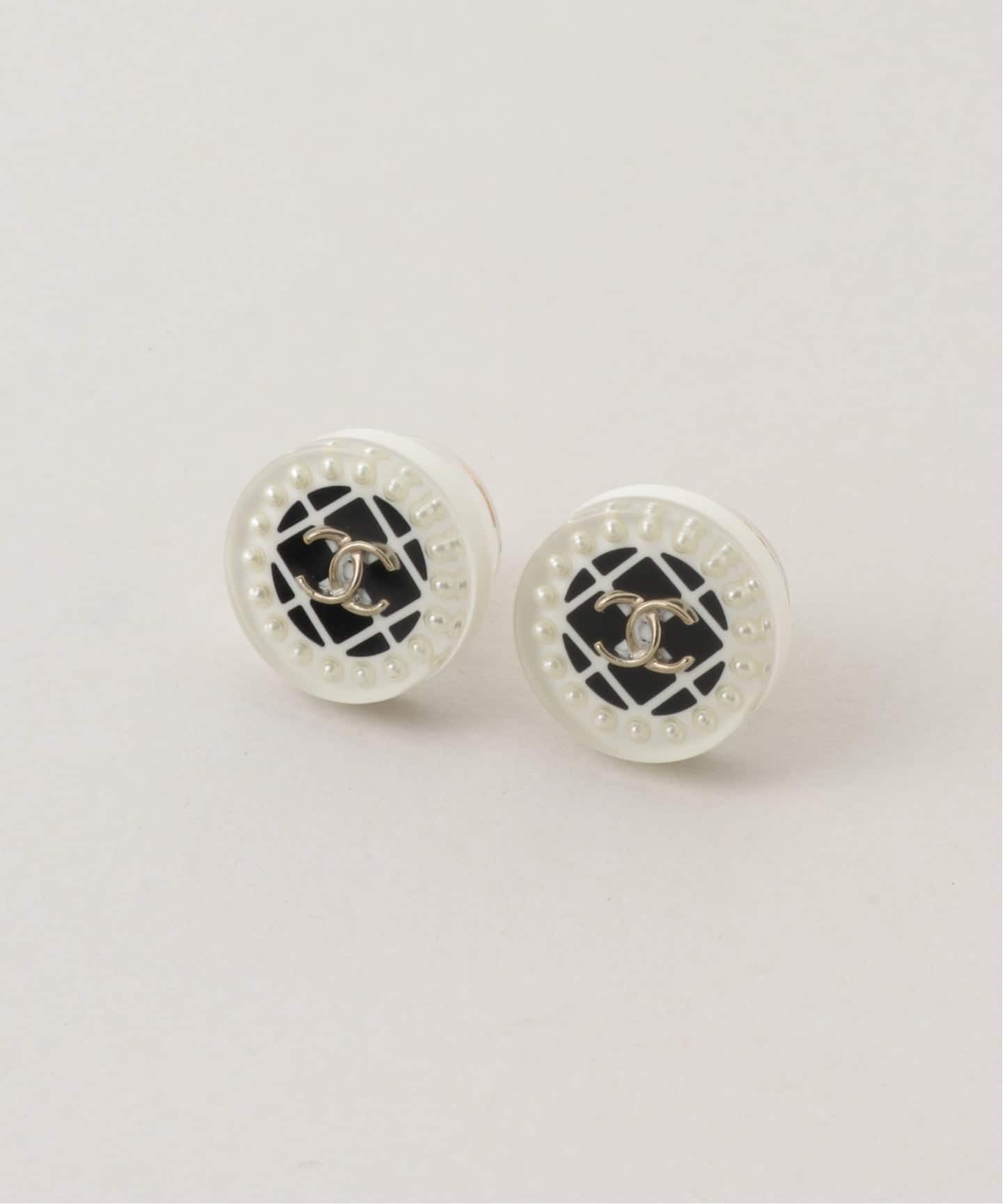 CHANEL/シャネル】CC pierce pearl checkered round(両耳)（ピアス（両