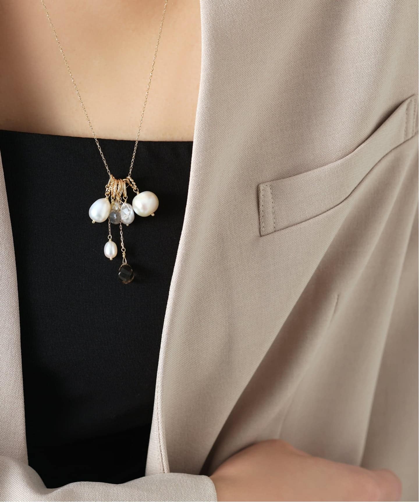 ツイストカットスモーキークォーツチェーンチャーム K10（チャーム