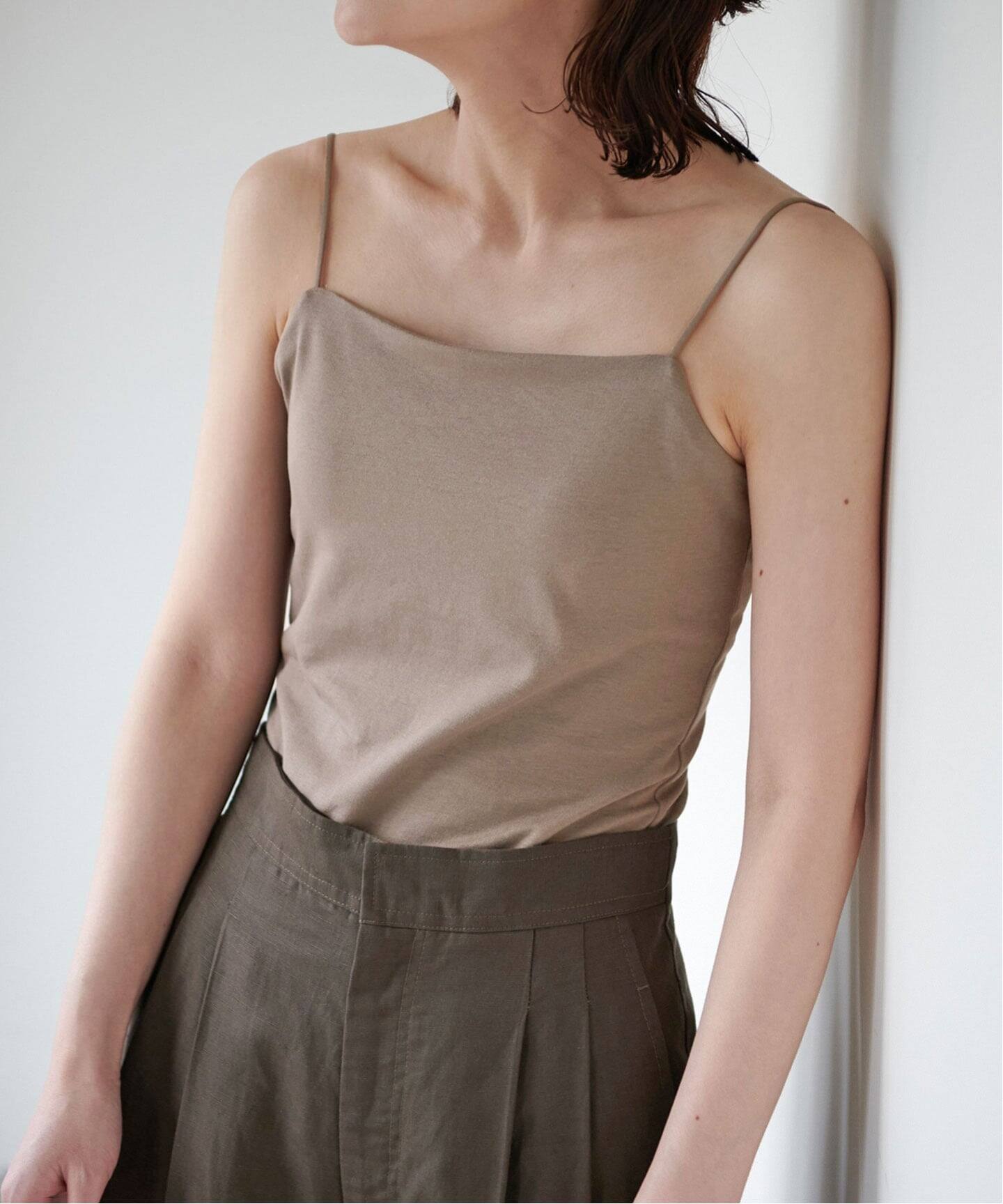 追加3》オーガニックコットン混 ストレッチブラキャミソール（グレー