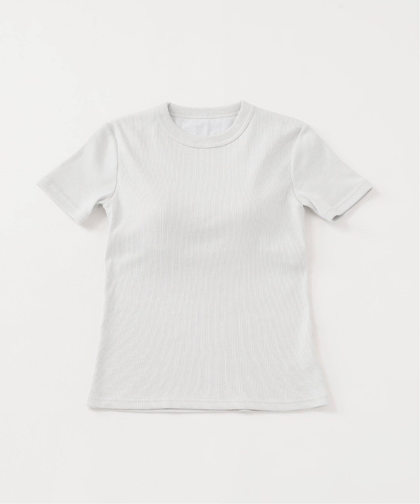 ROOM】カップ付きリブテレコTシャツ（カップ付きインナー