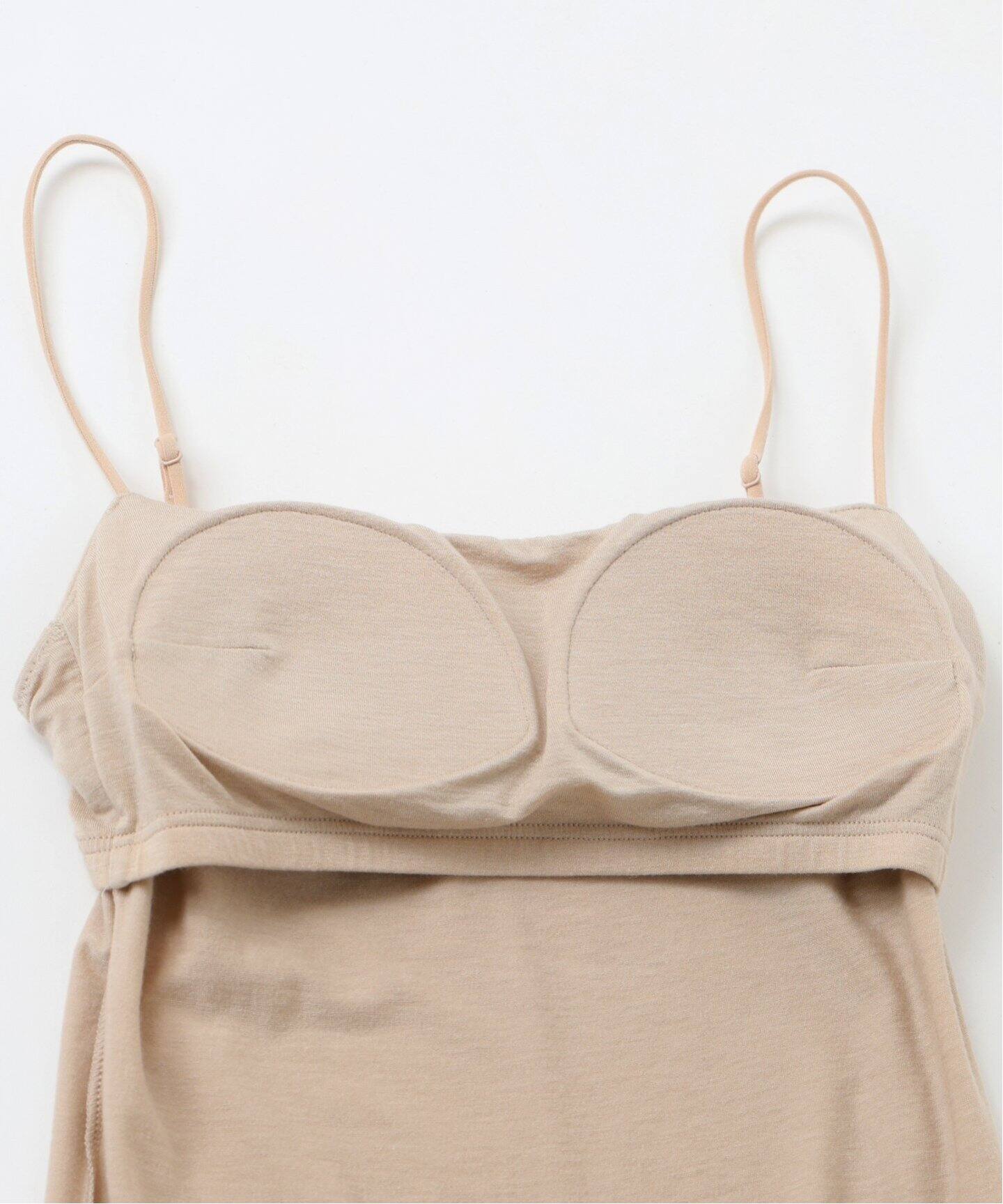 ACTIVE】Bamboo ストレッチロングキャミソール（ベージュ）（カップ
