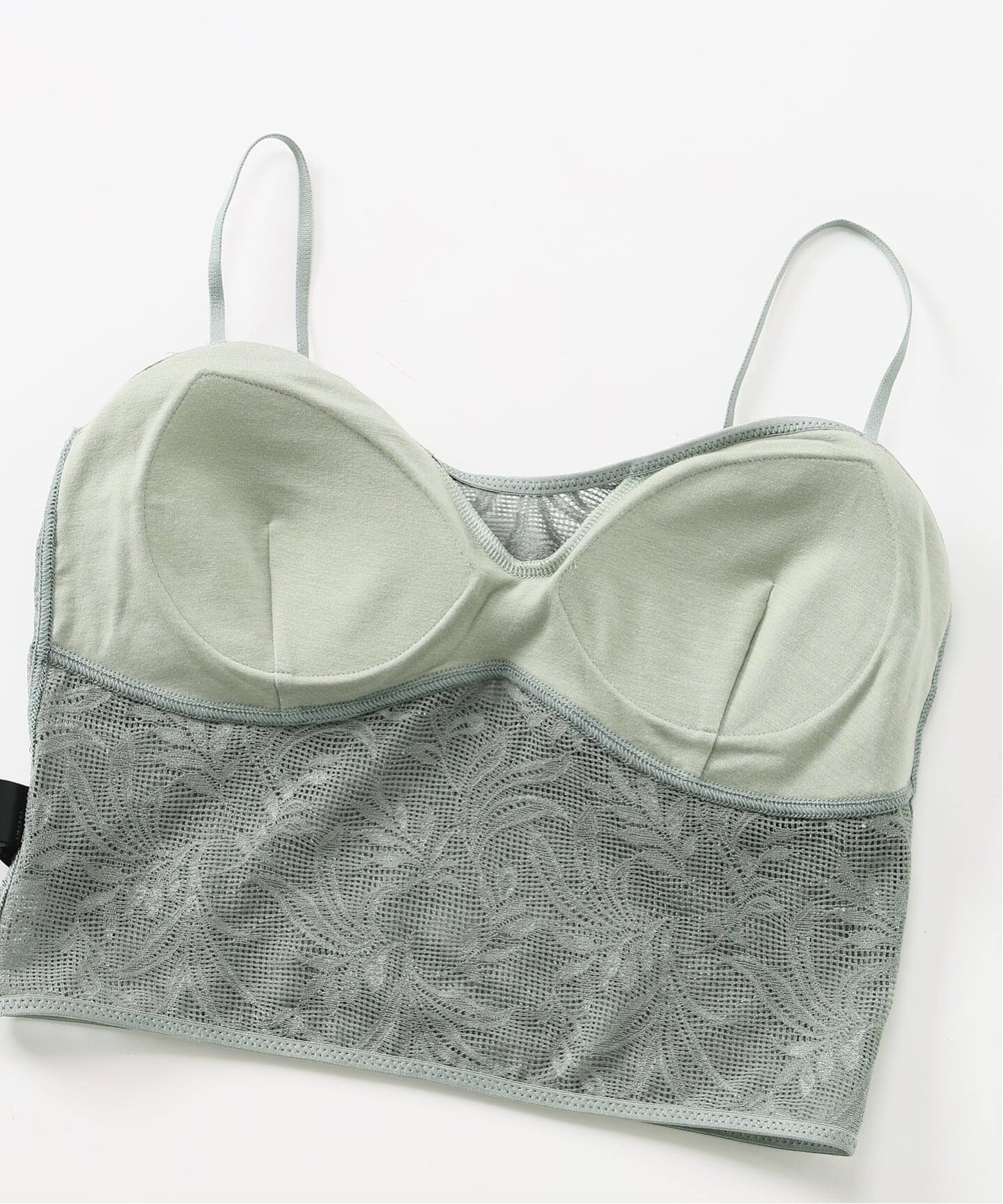 ラッセルレースクロップドブラキャミソール（カップ付きインナー