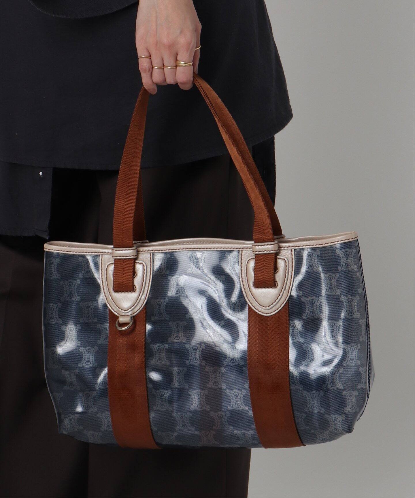 VINTAGE CELINE/セリーヌ】 マカダム ビニールトートバッグ（トート