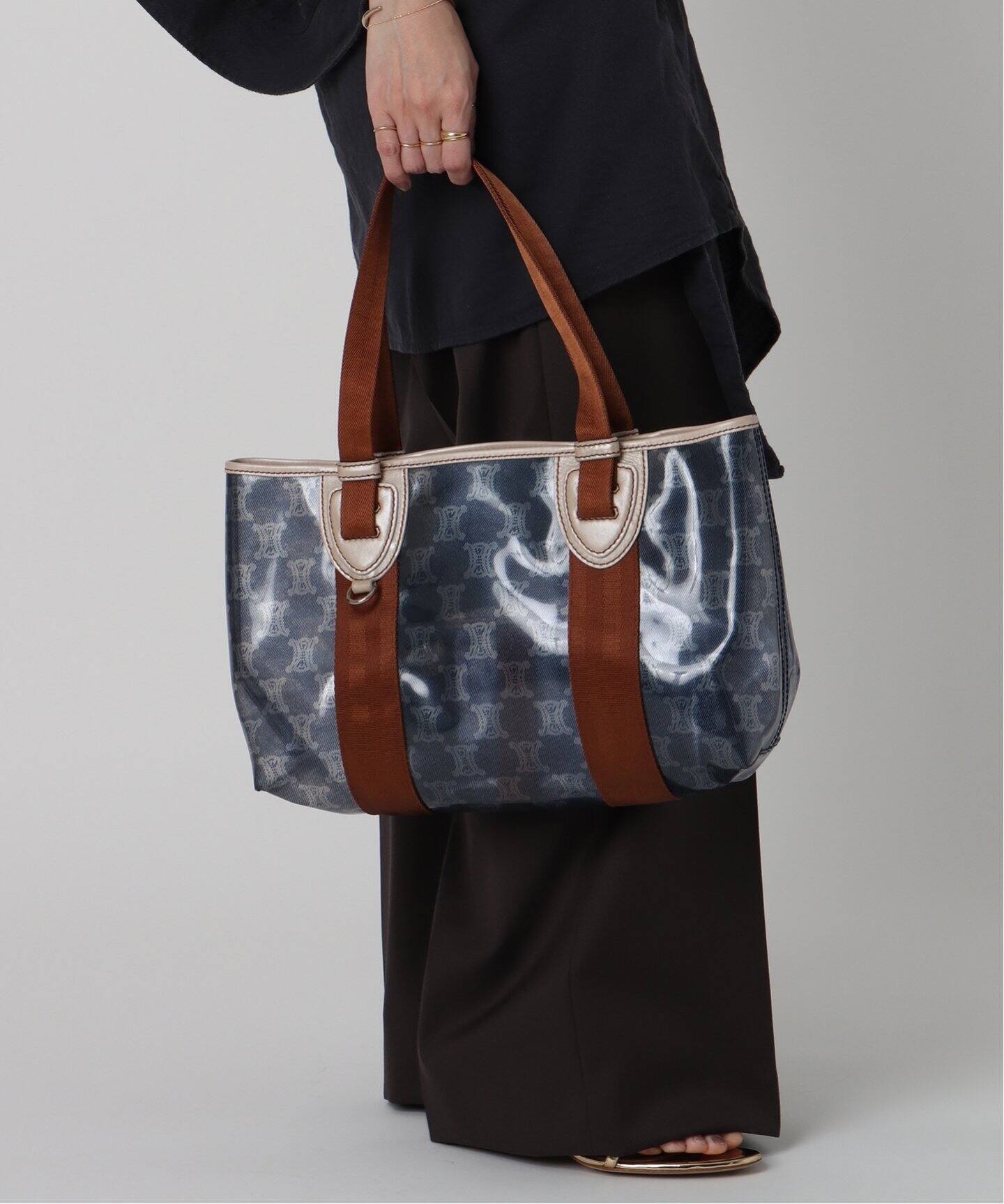 VINTAGE CELINE/セリーヌ】 マカダム ビニールトートバッグ（トート 
