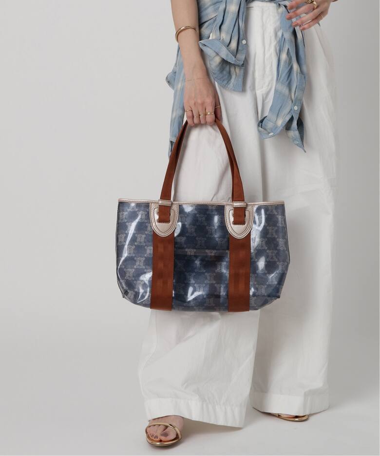 VINTAGE CELINE/セリーヌ】 マカダム ビニールトートバッグ（トート 