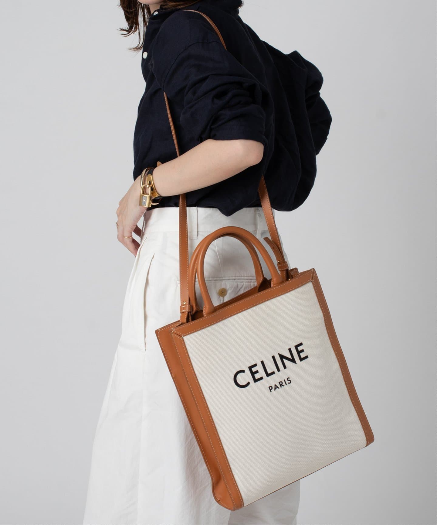 VINTAGE●CELINE●スモールバーティカルカバ バイグレインバッグ VINTAGE CELINE/セリーヌ】Vertical cabas small 2way(トート