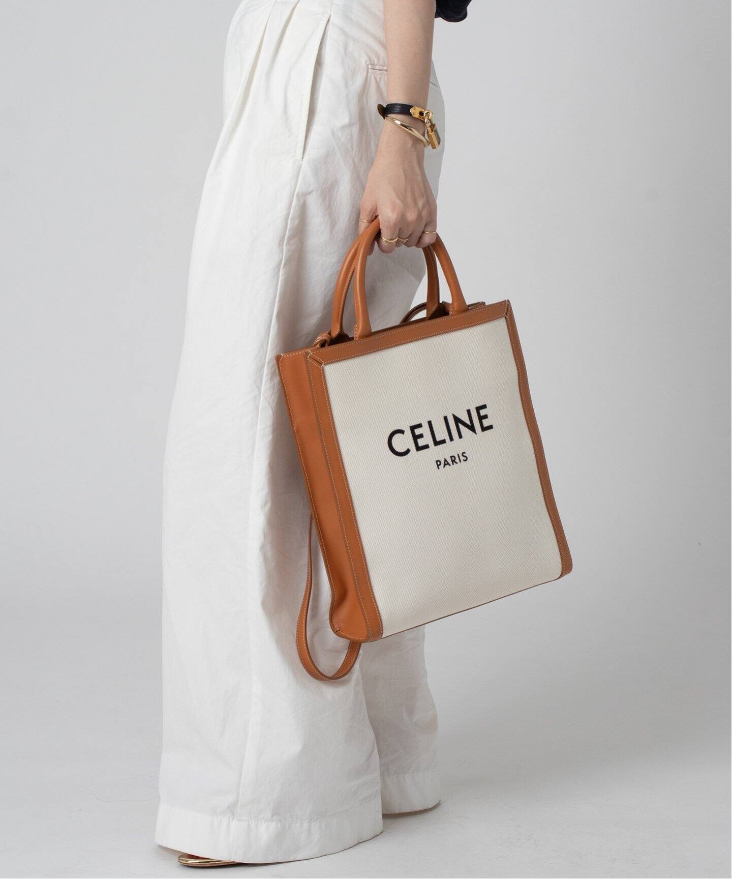 【CELINE】★Vintage★VERTICAL CABAS カバ 縦型 トートバッグ VINTAGE CELINE/セリーヌ】Vertical cabas small 2way（トート