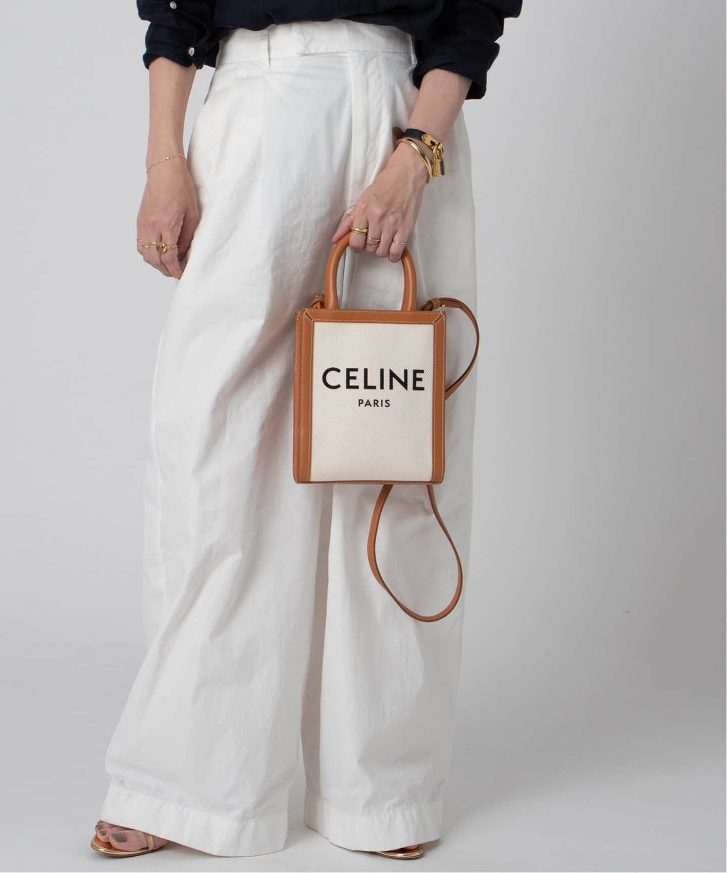CELINE Vertical Cabas Mini Bag【Aランク美品 保存袋付き】 VINTAGE CELINE/セリーヌ】Vertical cabas mini 2way（トート