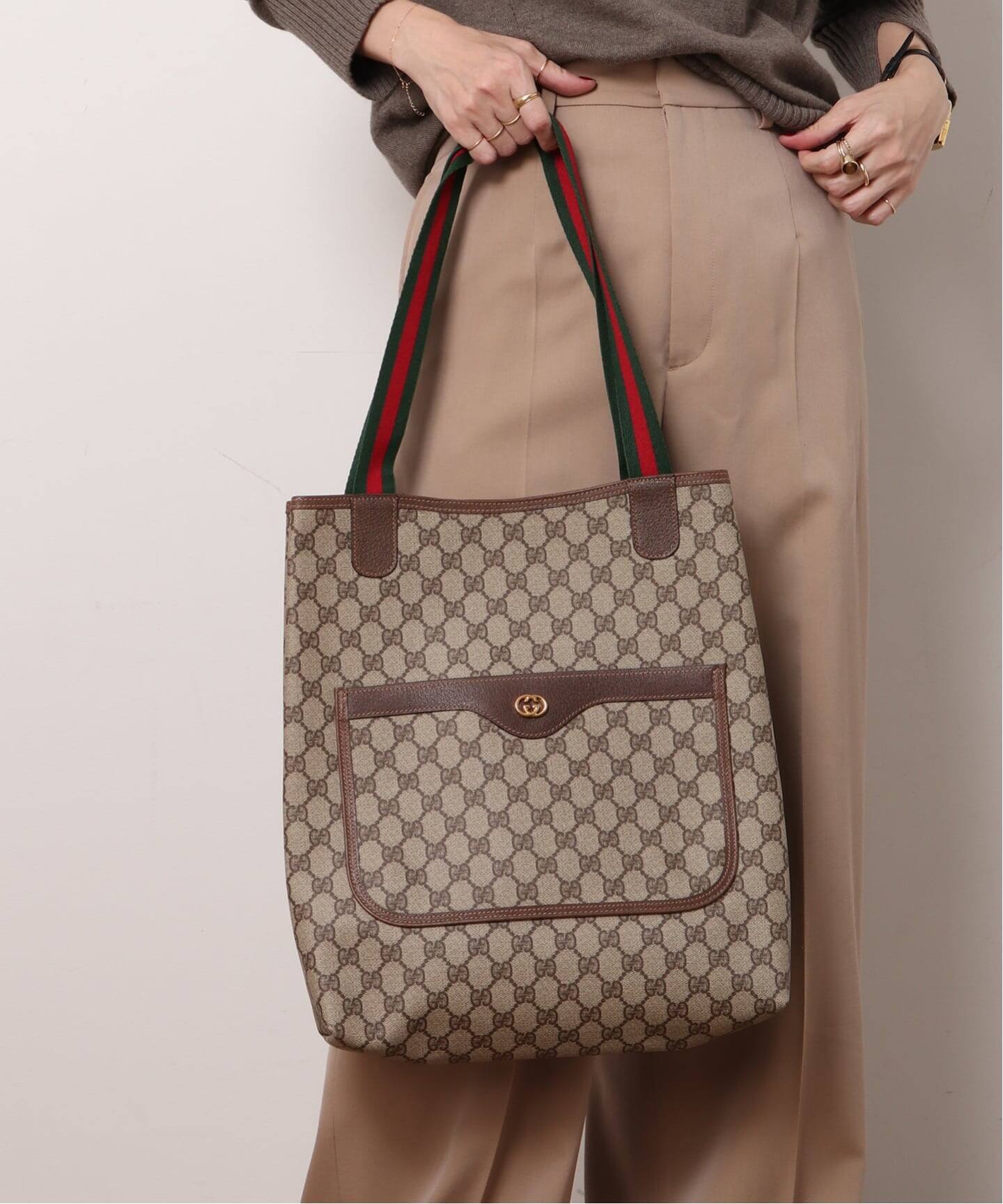 VINTAGE GUCCI /グッチ】トートバッグ gg web（トートバッグ 
