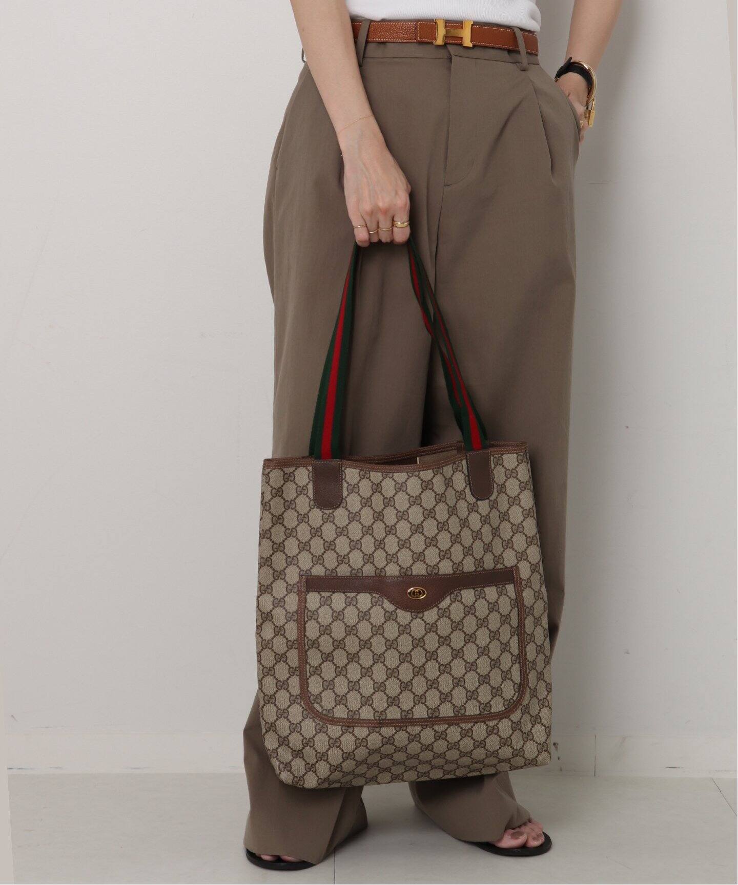 VINTAGE GUCCI /グッチ】トートバッグ gg web（トートバッグ
