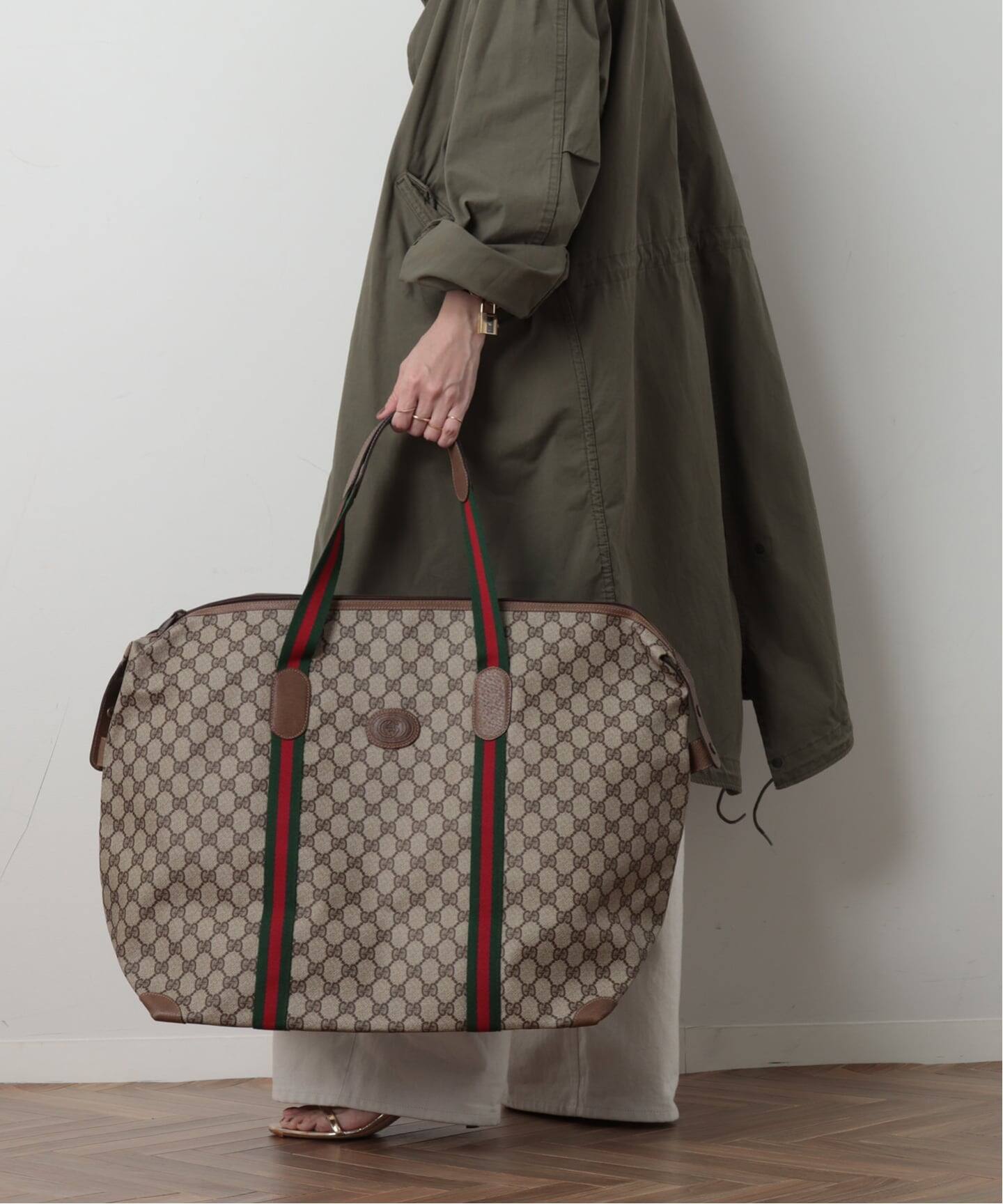 VINTAGE GUCCI/グッチ】ボストンバッグ large gg web（ボストンバッグ