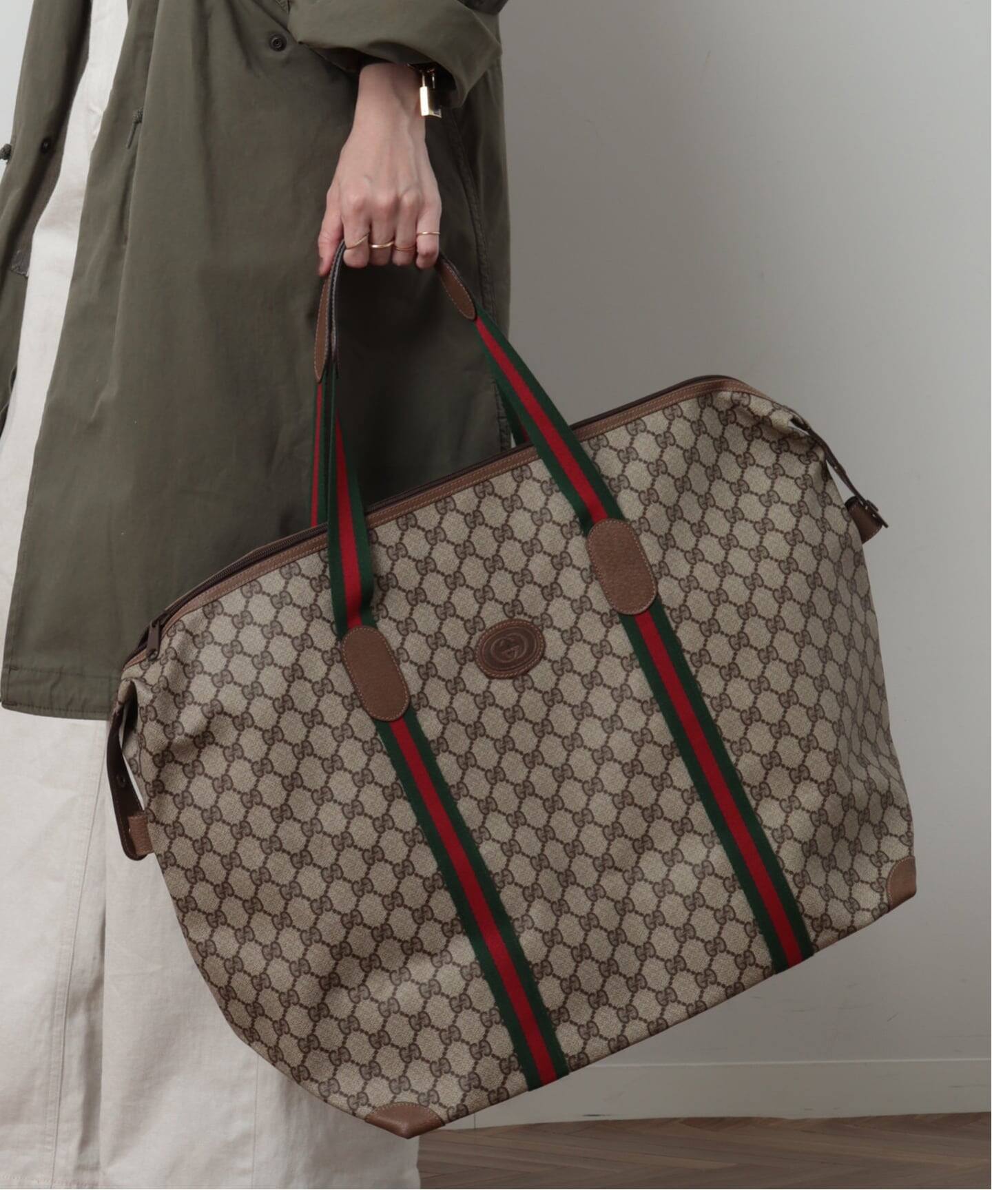 VINTAGE GUCCI/グッチ】ボストンバッグ large gg web（ボストンバッグ 