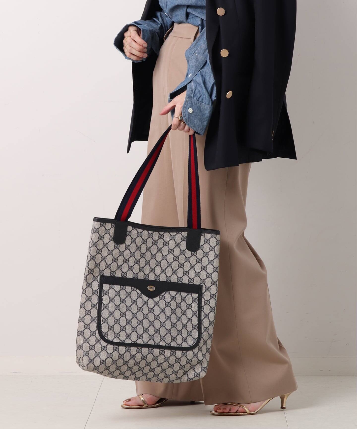 VINTAGE GUCCI/グッチ】トートバッグ gg web（トートバッグ