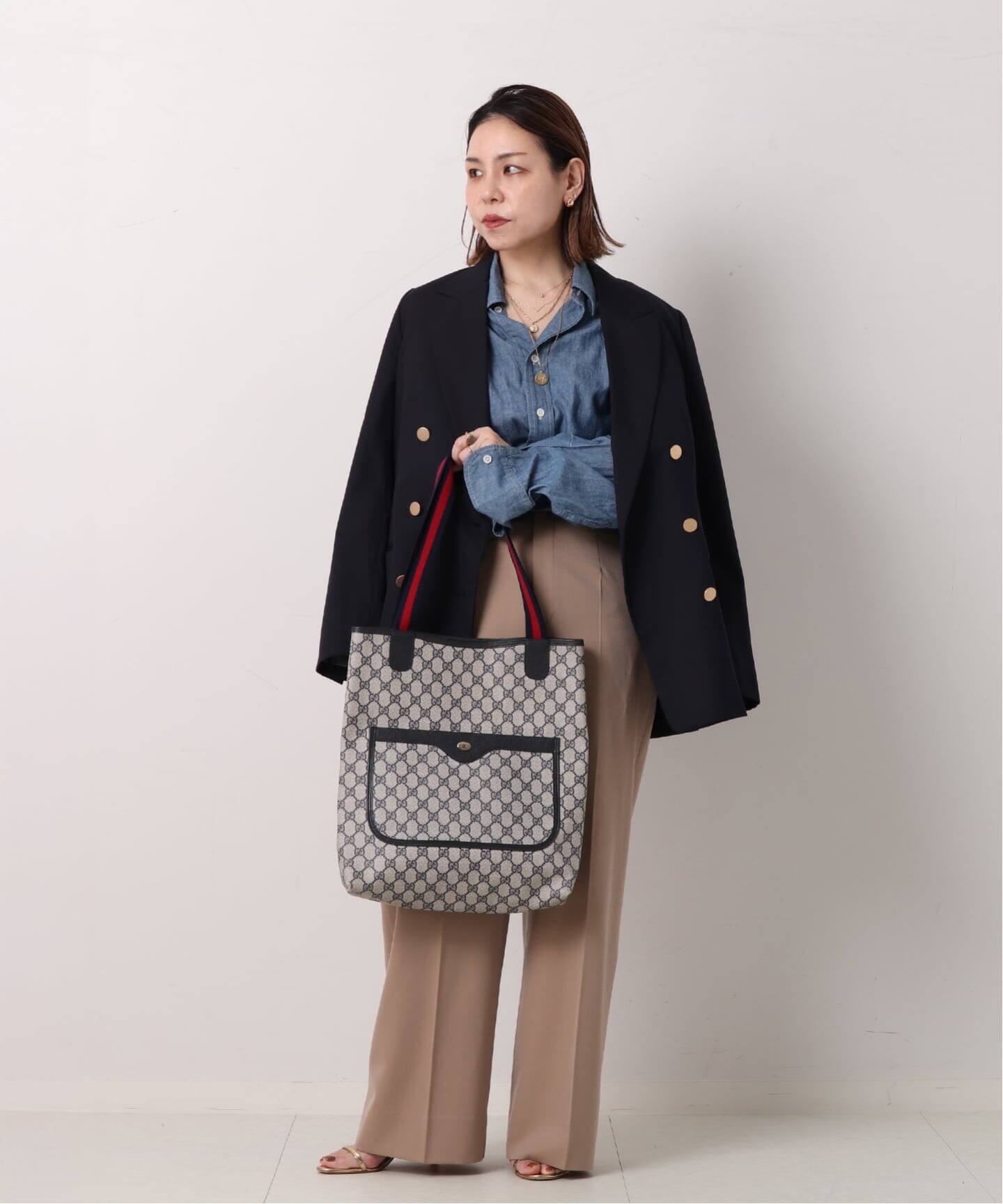 VINTAGE GUCCI/グッチ】トートバッグ gg web（トートバッグ