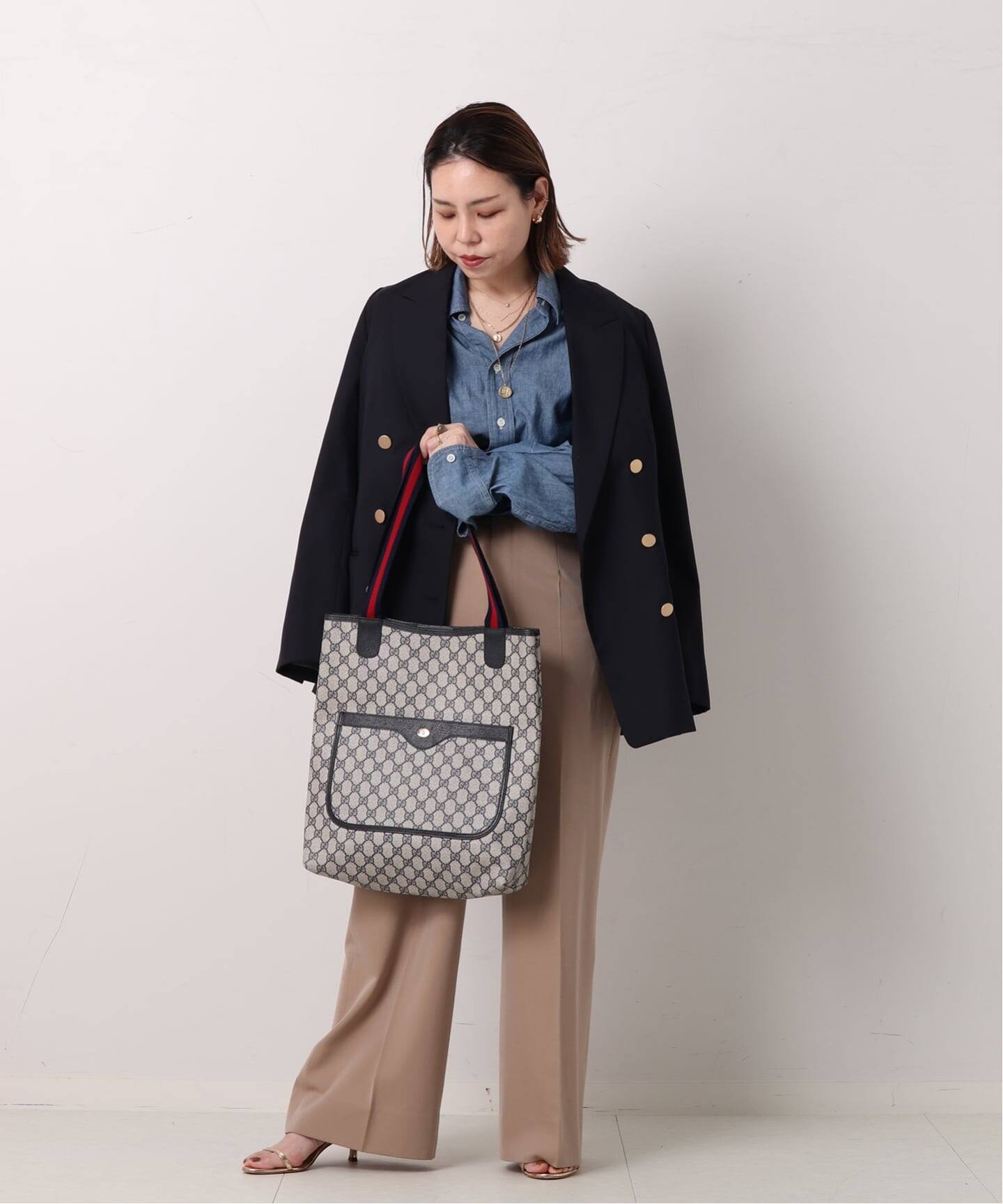 VINTAGE GUCCI/グッチ】トートバッグ gg web（トートバッグ