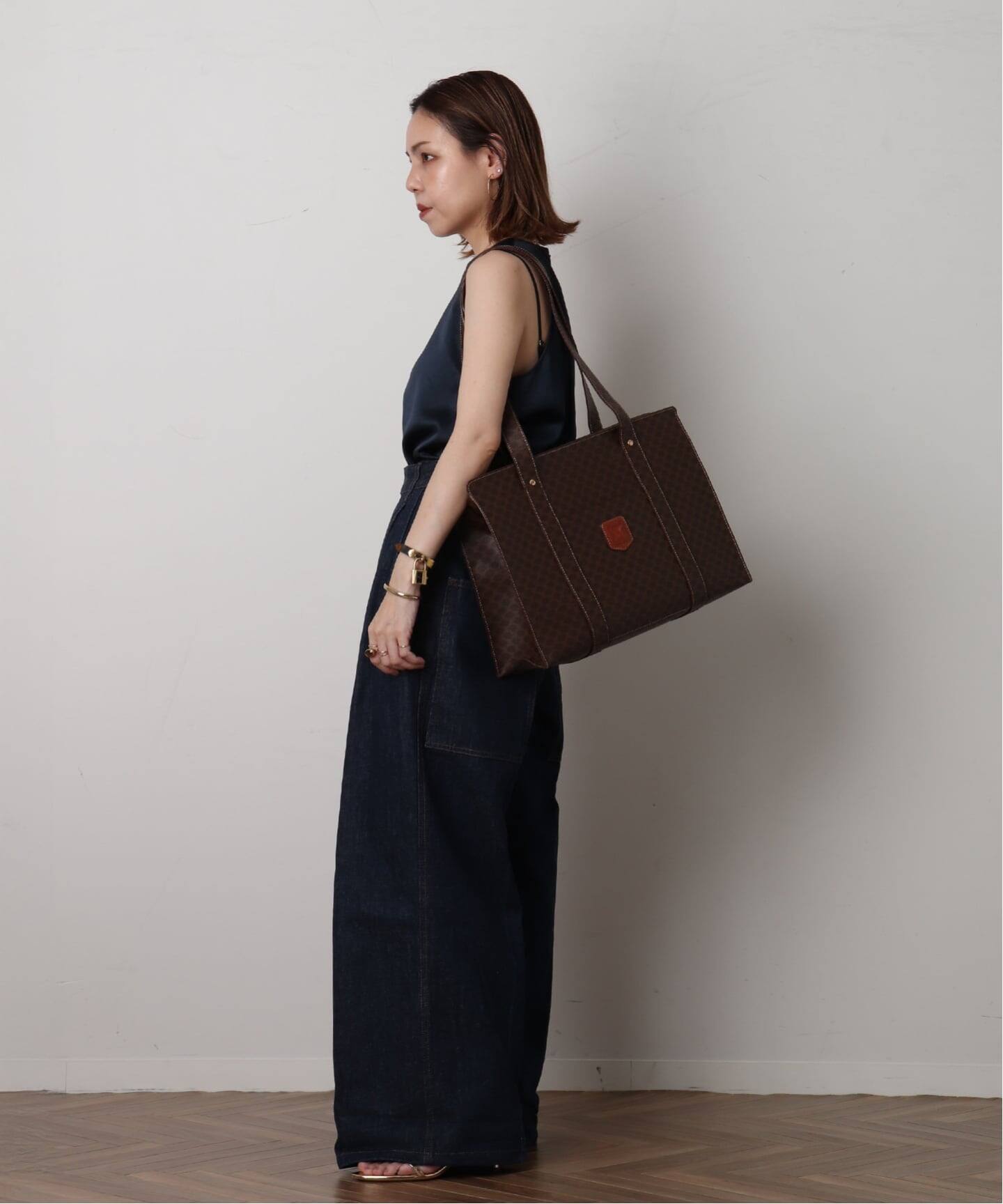 セリーヌ CELINE マカダム ヴィンテージ 縦型 トートバッグ VINTAGE CELINE/セリーヌ】macadam トートバッグ large（トートバッグ