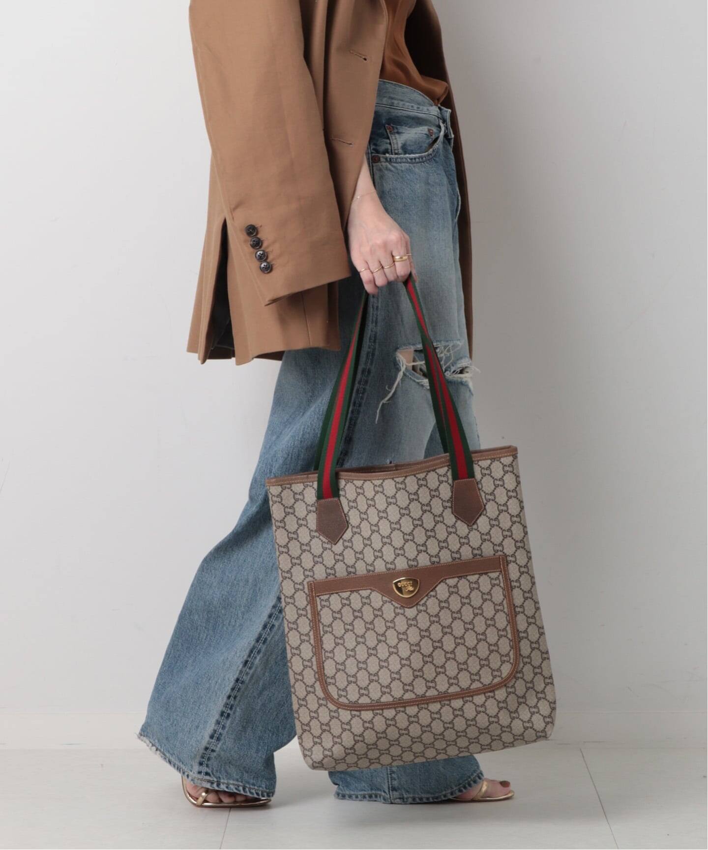 VINTAGE GUCCI Plus/グッチ プラス】トートバッグ gg plus web（トート