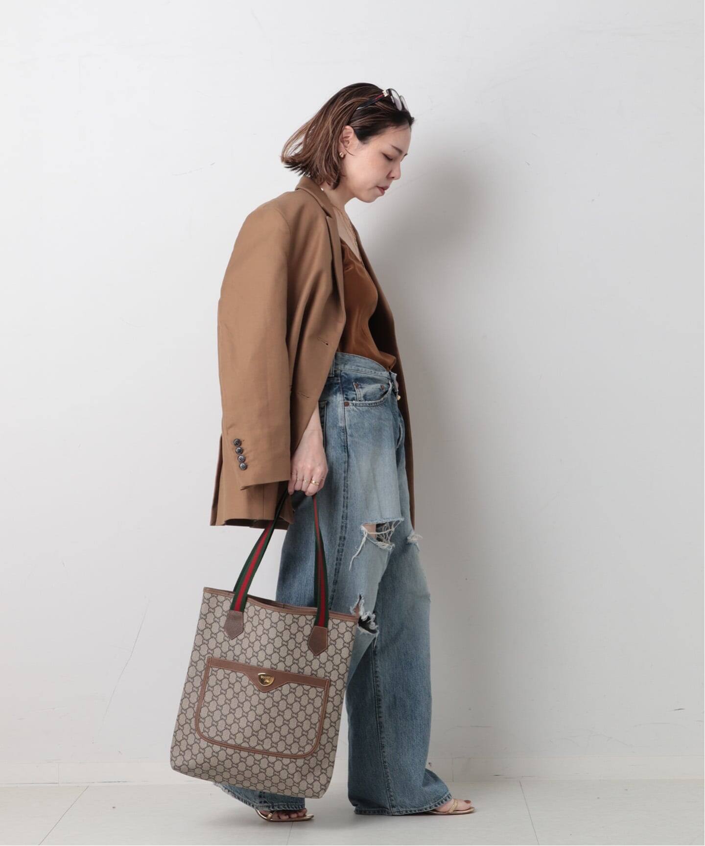 VINTAGE GUCCI Plus/グッチ プラス】トートバッグ gg plus web（トート