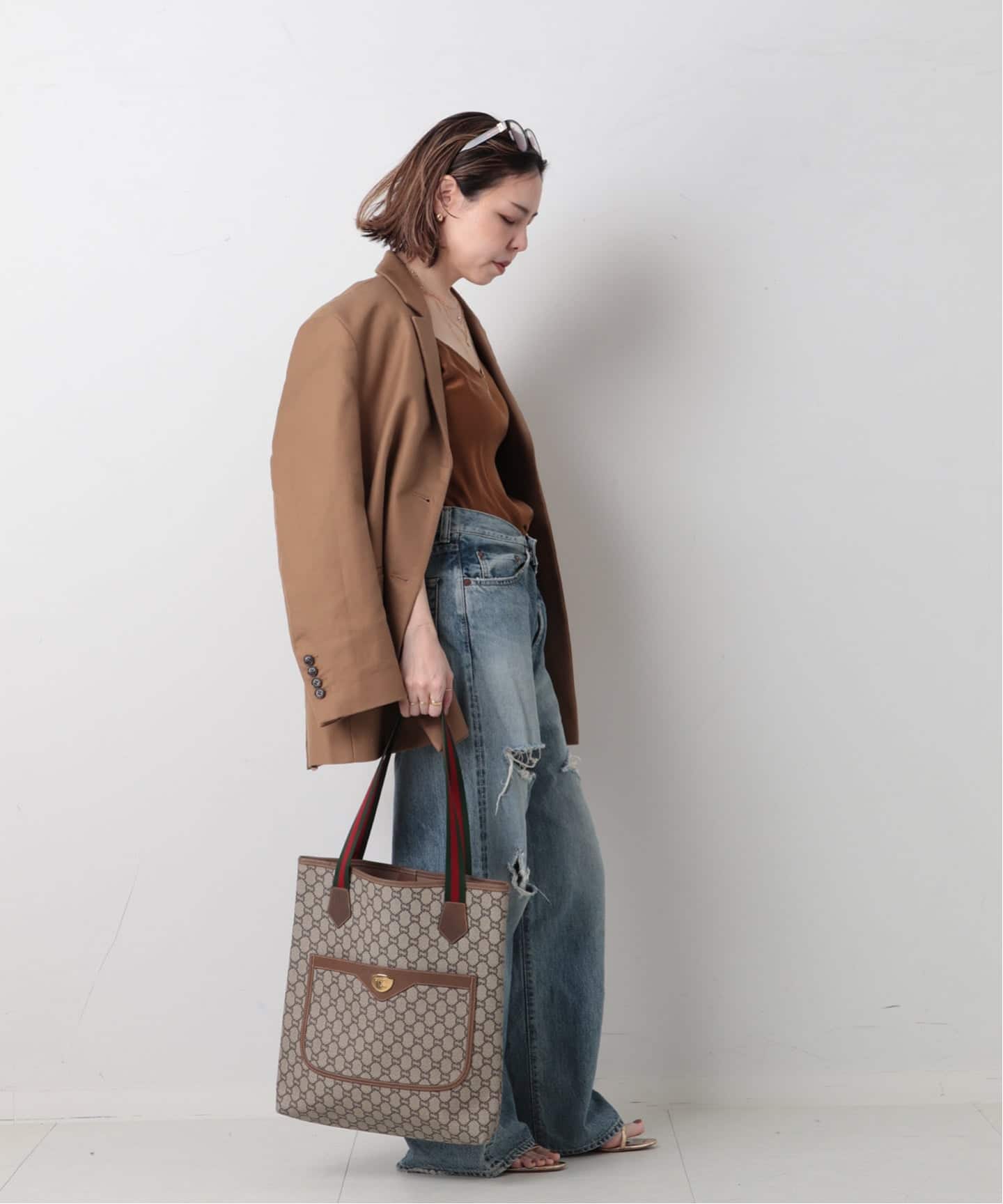 VINTAGE GUCCI Plus/グッチ プラス】トートバッグ gg plus web（トート