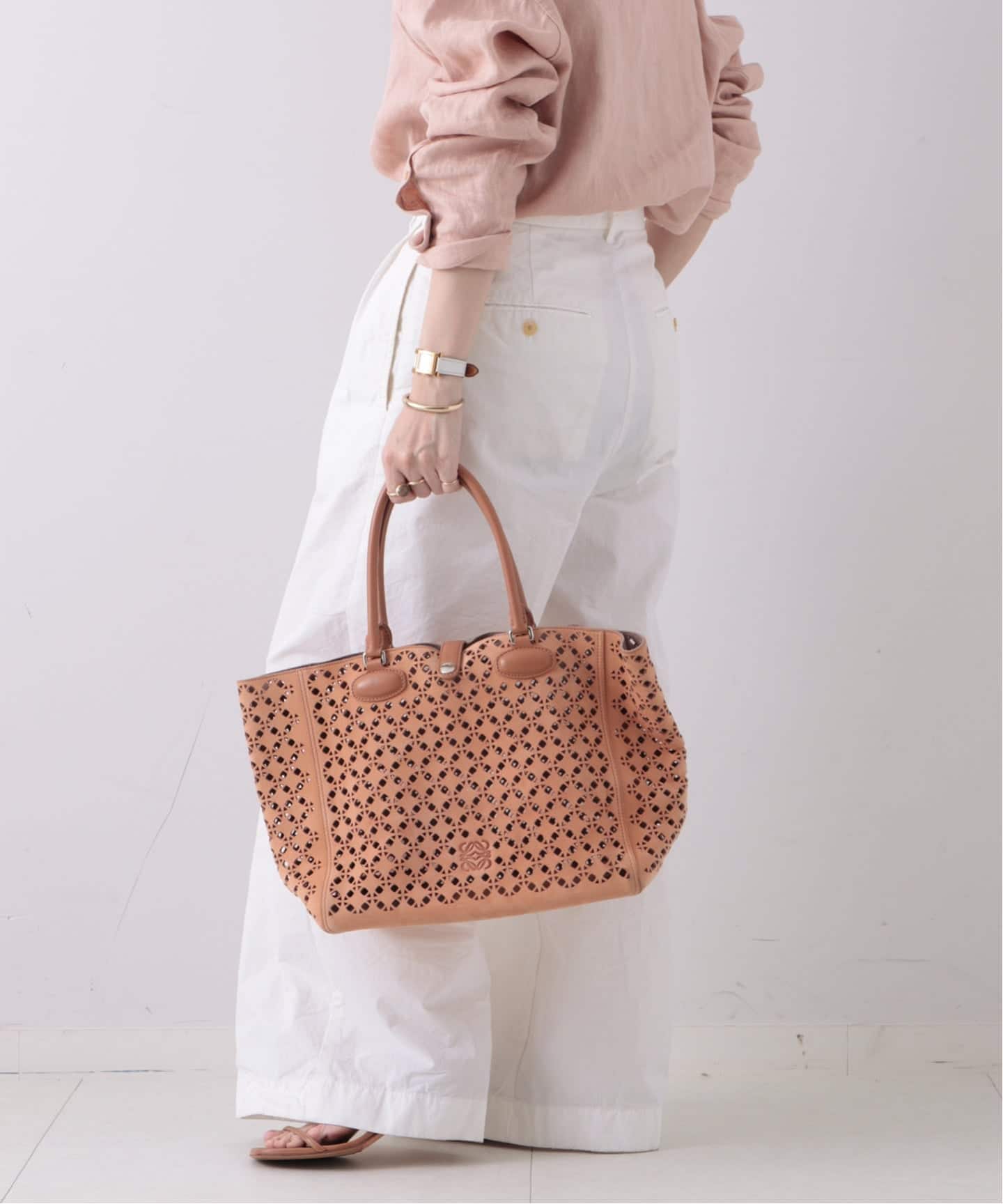 VINTAGE LOEWE/ロエベ】トートバッグ cutwork suede（トートバッグ