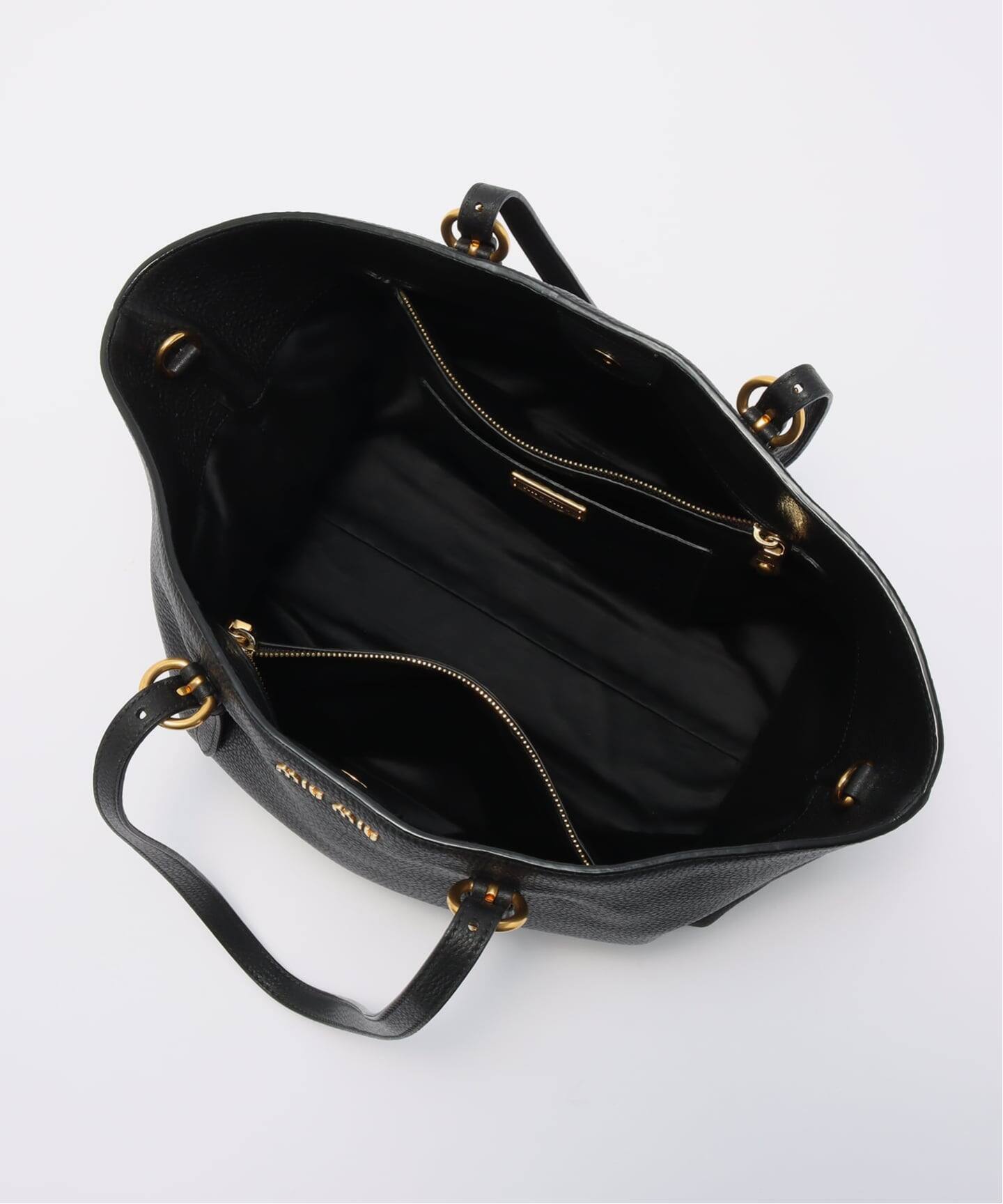 【極美品/収納袋】miu miu ミュウミュウ 編み込み トートバッグ 黒 MIU MIU/ミュウミュウ】tote 2way（トートバッグ）｜ENSEMBLE