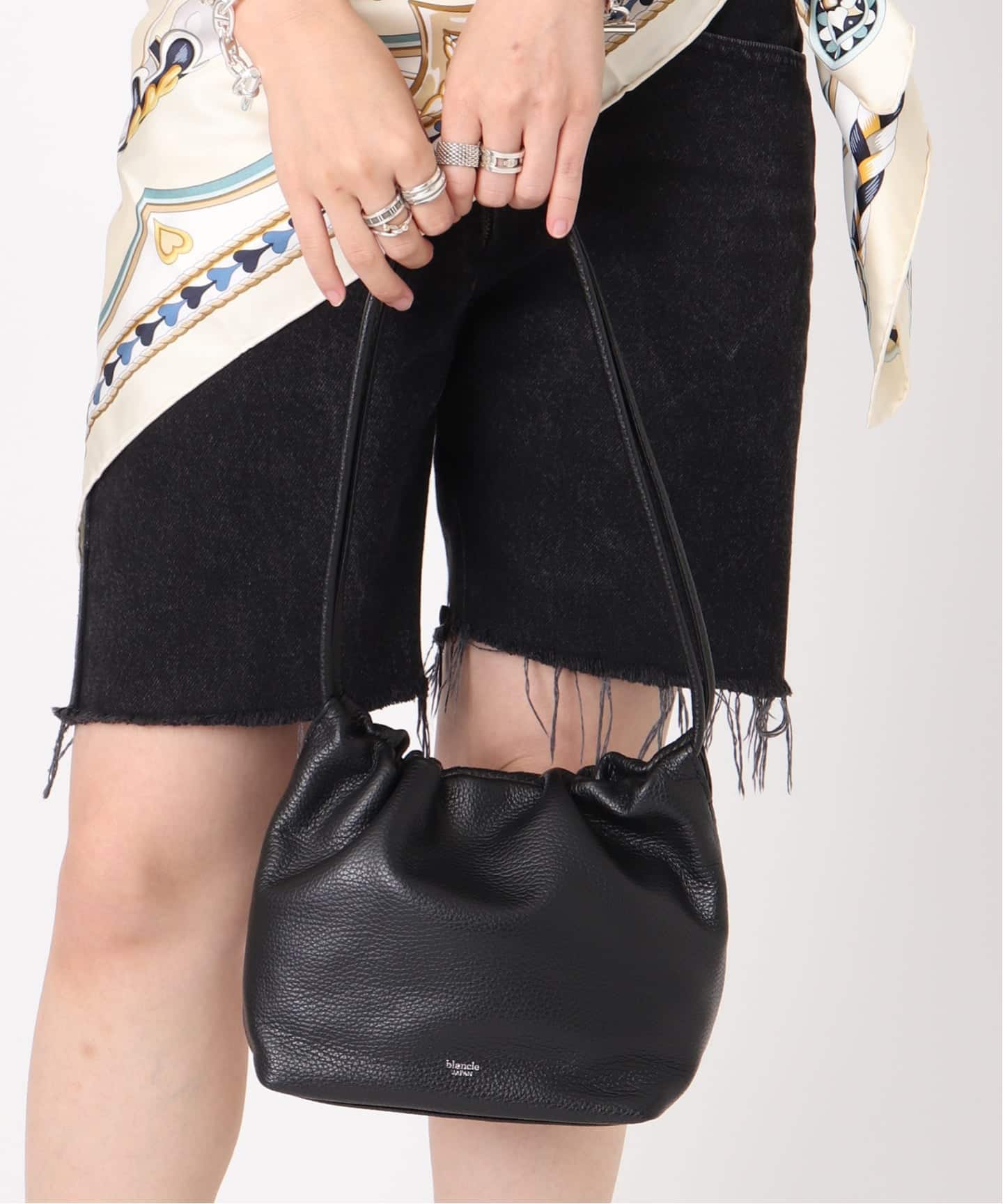 blancle mini wrinkle tote（ブラック） blancle/ ブランクレ】S.LEATHER Mini wrinkles tote（トート