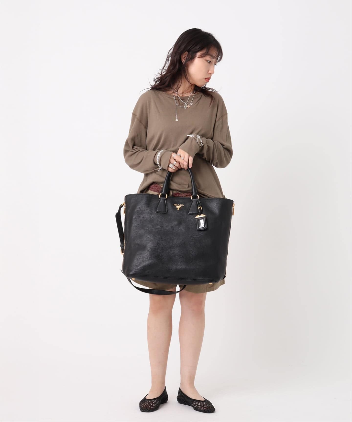 PRADA 2way トートバッグ ヴィッテロリュクス ショルダー チェーン 茶 PRADA】プラダ VIT.DAINO BN1777 トートバッグ レザー