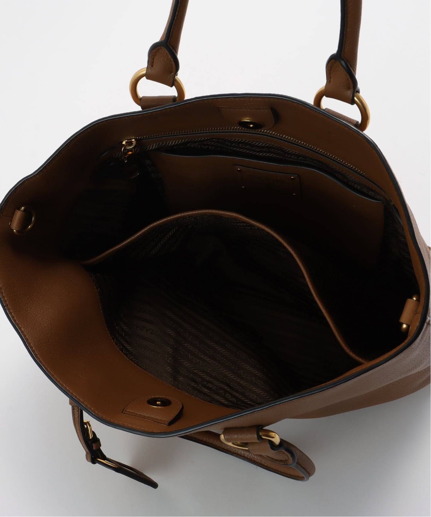 vintage PRADAブラウンバッグ VINTAGE PRADA/プラダ】 vitello phenix tote 2way（トートバッグ