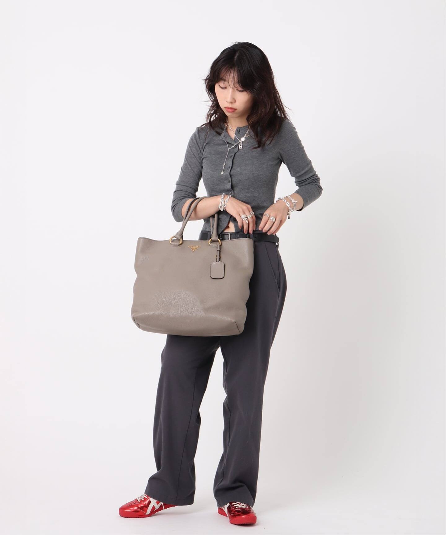PRADA 2way トートバッグ ヴィッテロリュクス ショルダー チェーン 茶 PRADA 2way トートバッグ ヴィッテロリュクス ショルダー
