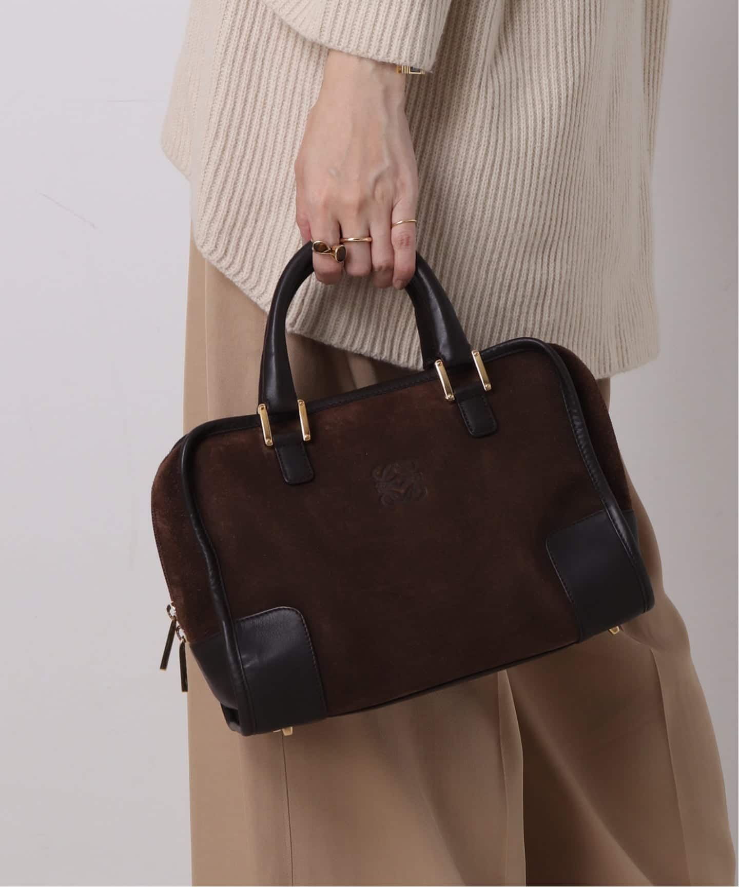 VINTAGE LOEWE/ロエベ】ボストンバッグ anagram suede（ハンドバッグ