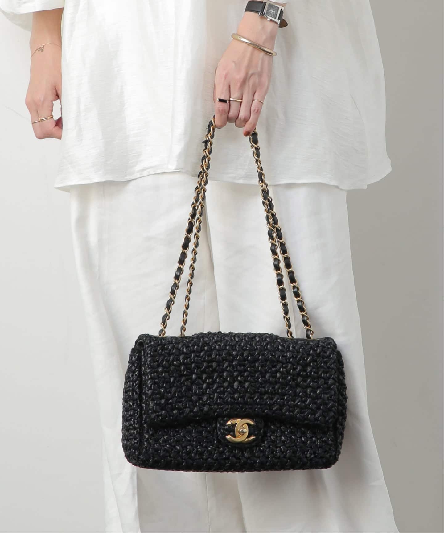 CHANEL/シャネル】チェーンショルダーバッグ 25 raffia（ハンドバッグ