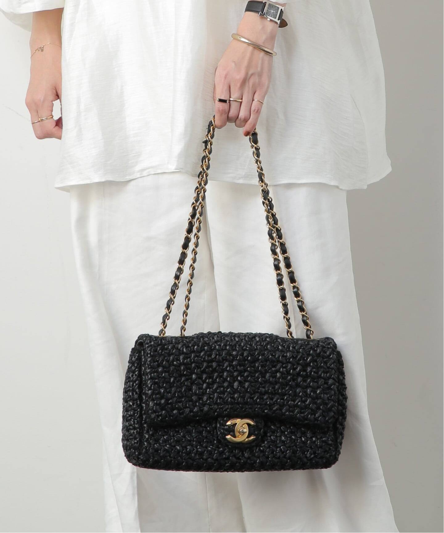 CHANEL/シャネル】チェーンショルダーバッグ 25 raffia（ハンドバッグ 