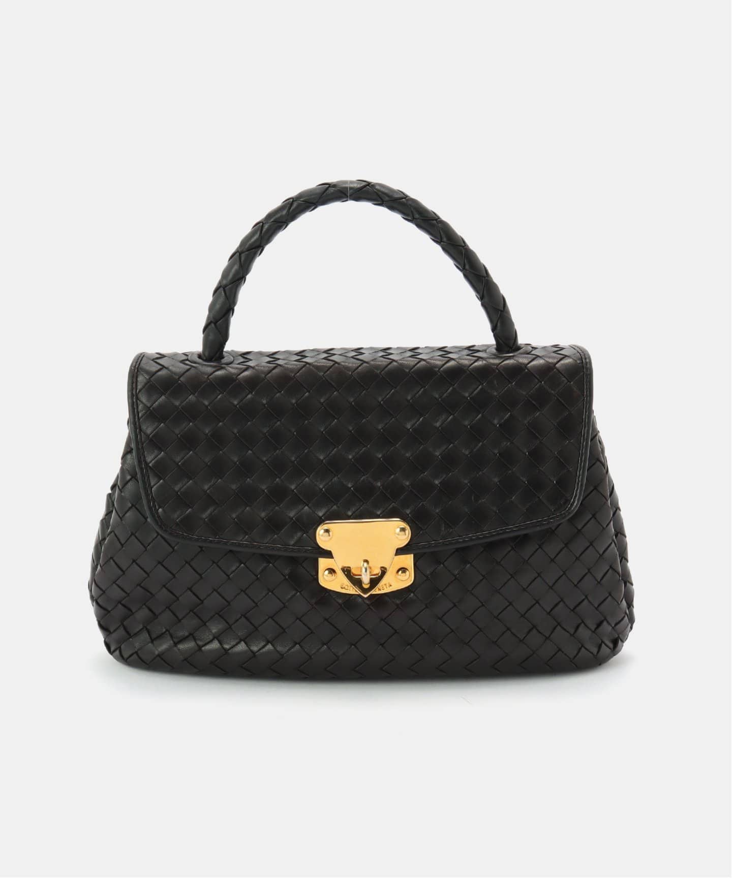 BOTTEGA VENETA ヴィンテージ ターンロック ブラック ハンドバッグ BOTTEGA VENETA ヴィンテージ ターンロック ブラック ハンドバッグ