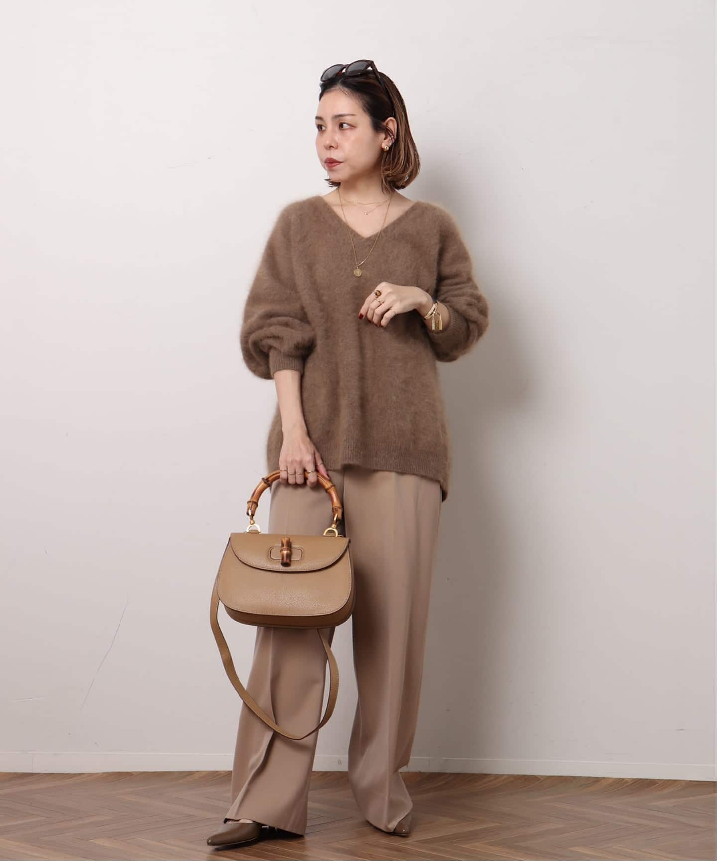 Gucci ハンドバッグ ベージュ ブラウン　ヴィンテージ VINTAGE GUCCI/グッチ】 Bamboo classic 26 2way（ハンドバッグ