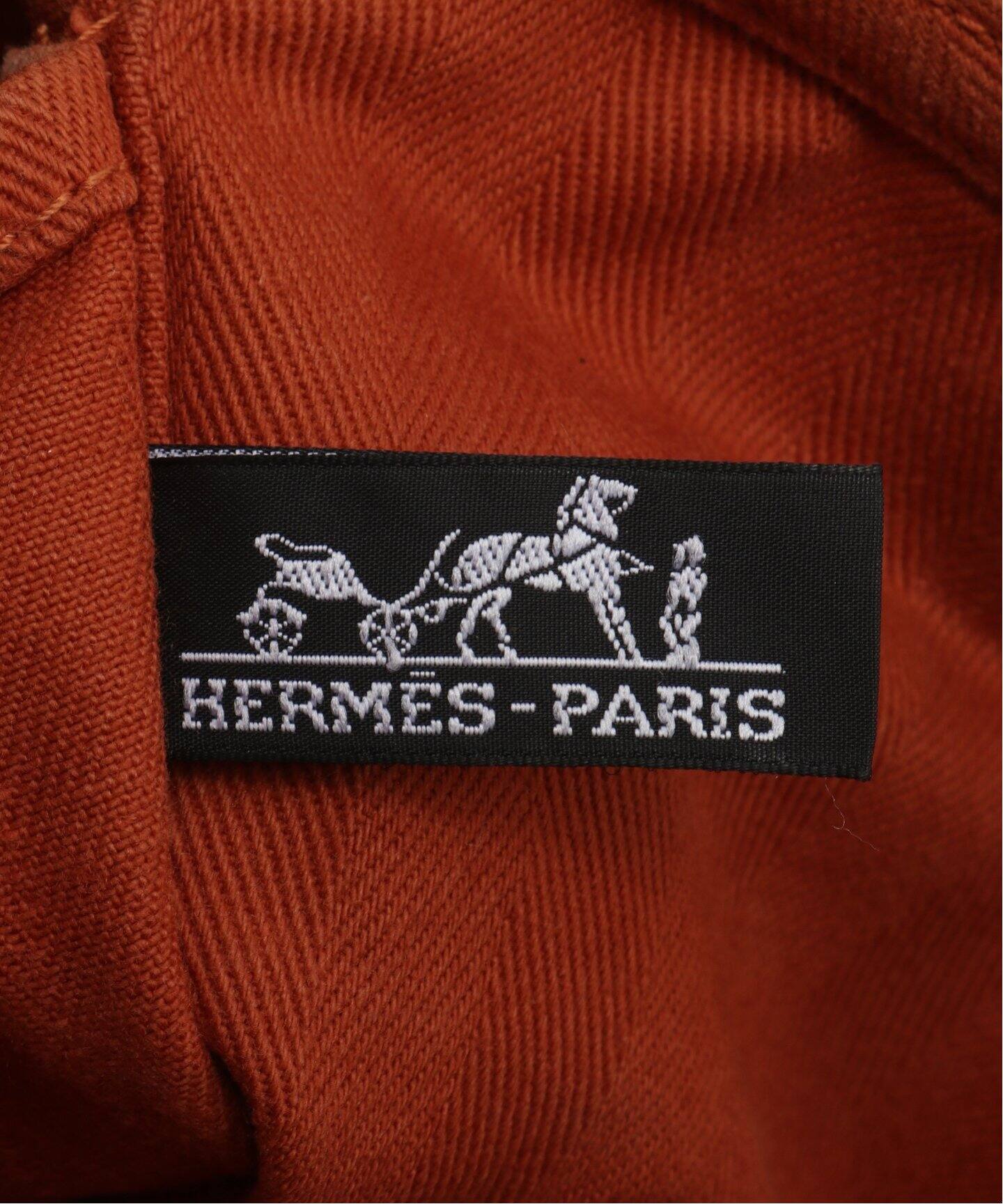 HERMES マザーズバッグ クリーム/赤 動物イラスト付き エルメスの