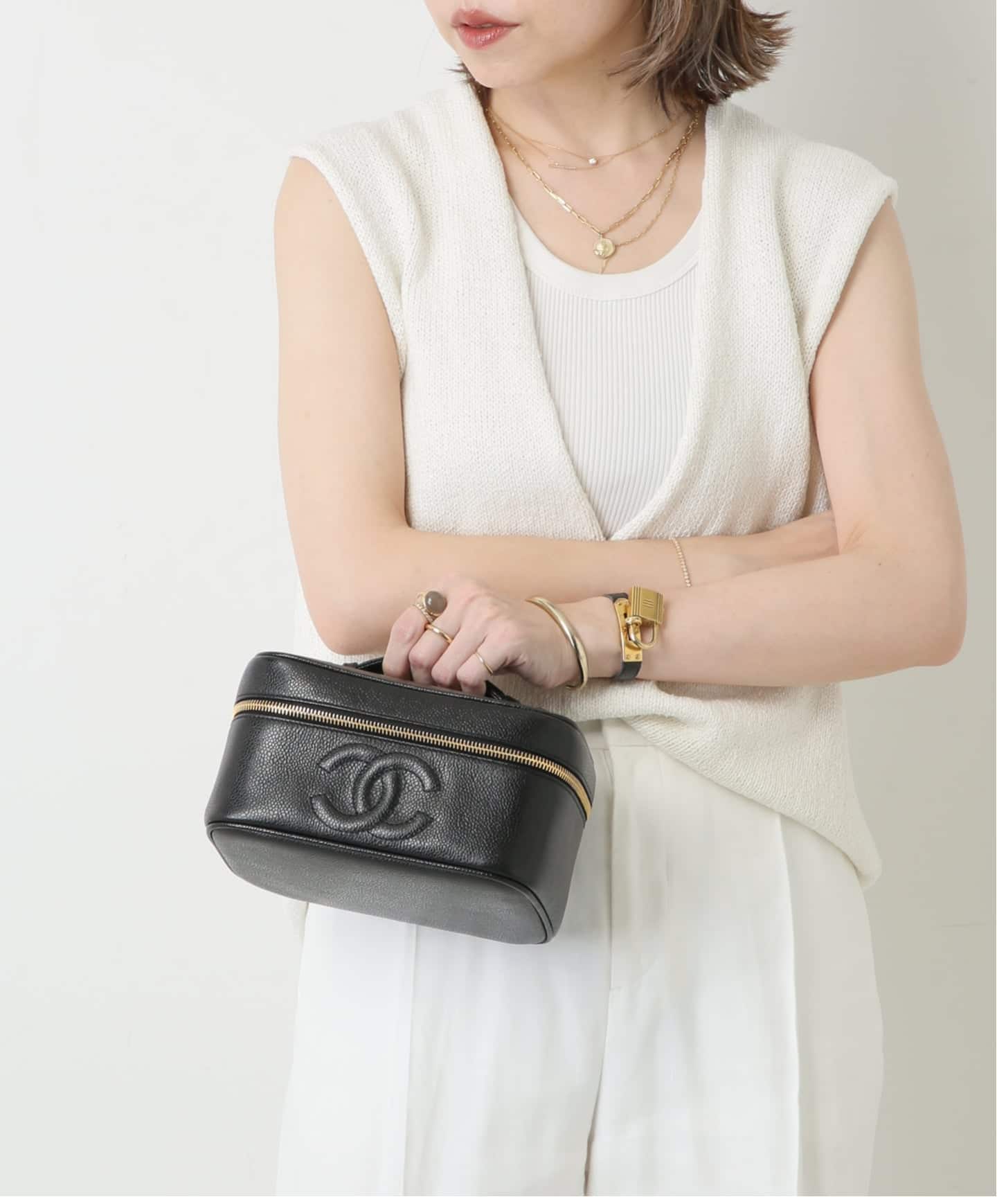 外見美品☆CHANEL バニティバッグ VINTAGE CHANEL/シャネル】バニティバッグ（ハンドバッグ