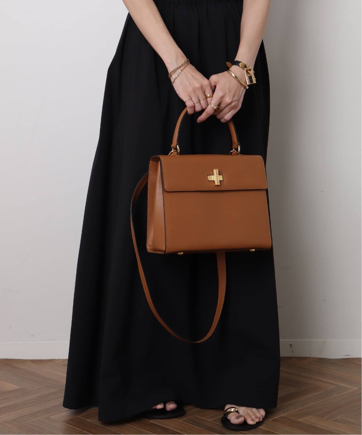 【VINTAGE】セリーヌ ハンドバッグ CELINE セリーヌ ガンチーニ マンテル レザー ハンドバッグ