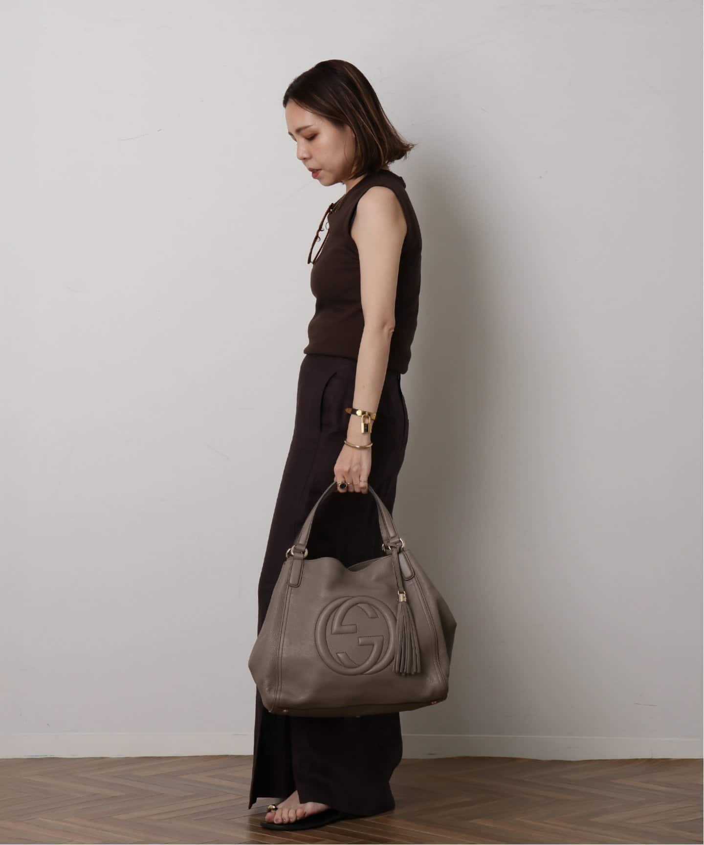 GUCCI Soho ハンドバッグ グレー